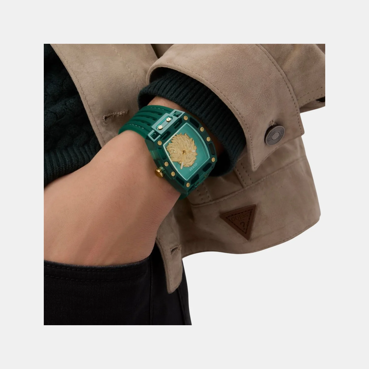 Phoenix Men Quartz Green Dial Analog Silicone Watch GW0959G2 - Image 6