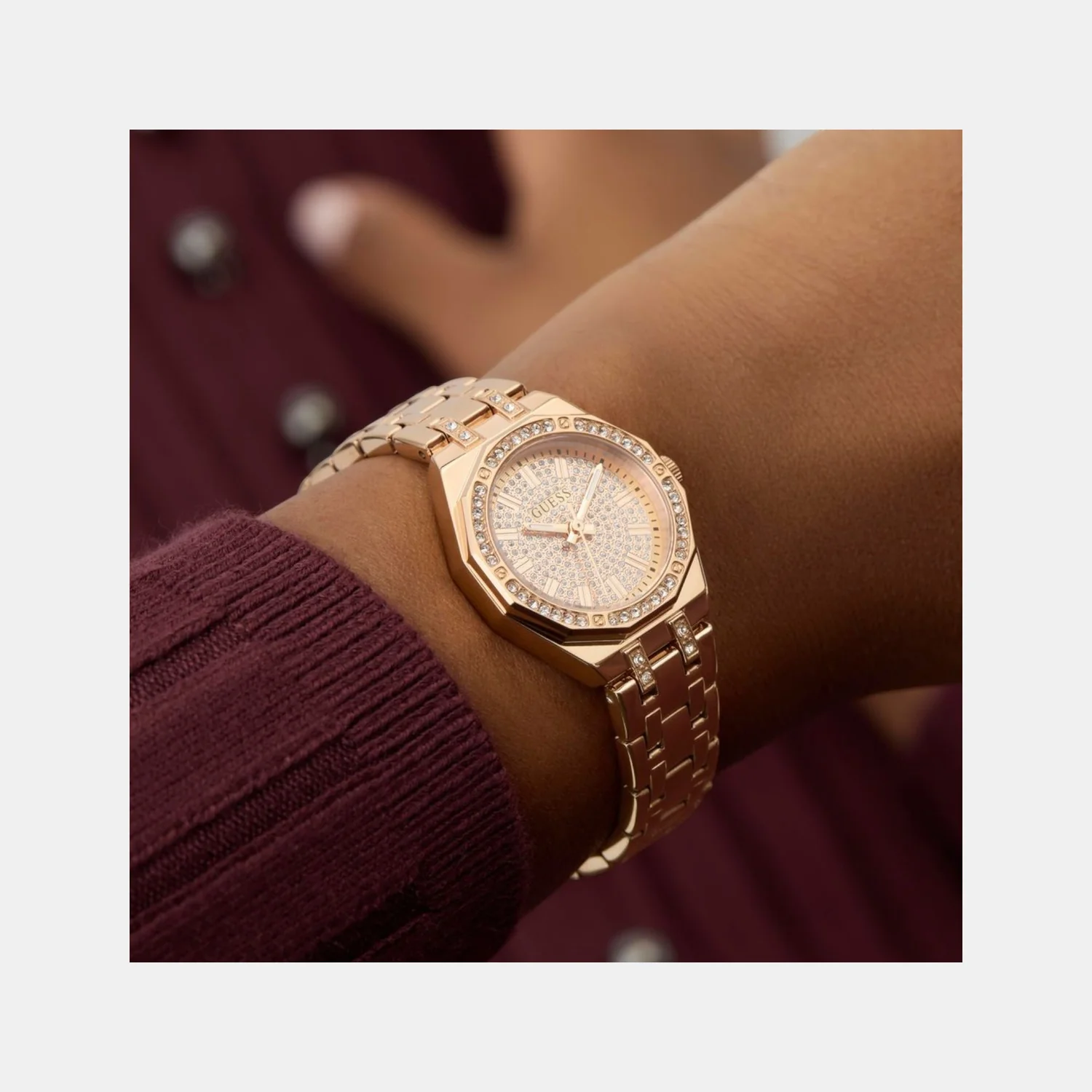 Pixie Women Quartz Rose Gold Dial Analog Recycled Steel Watch GW0931L4 - Image 6