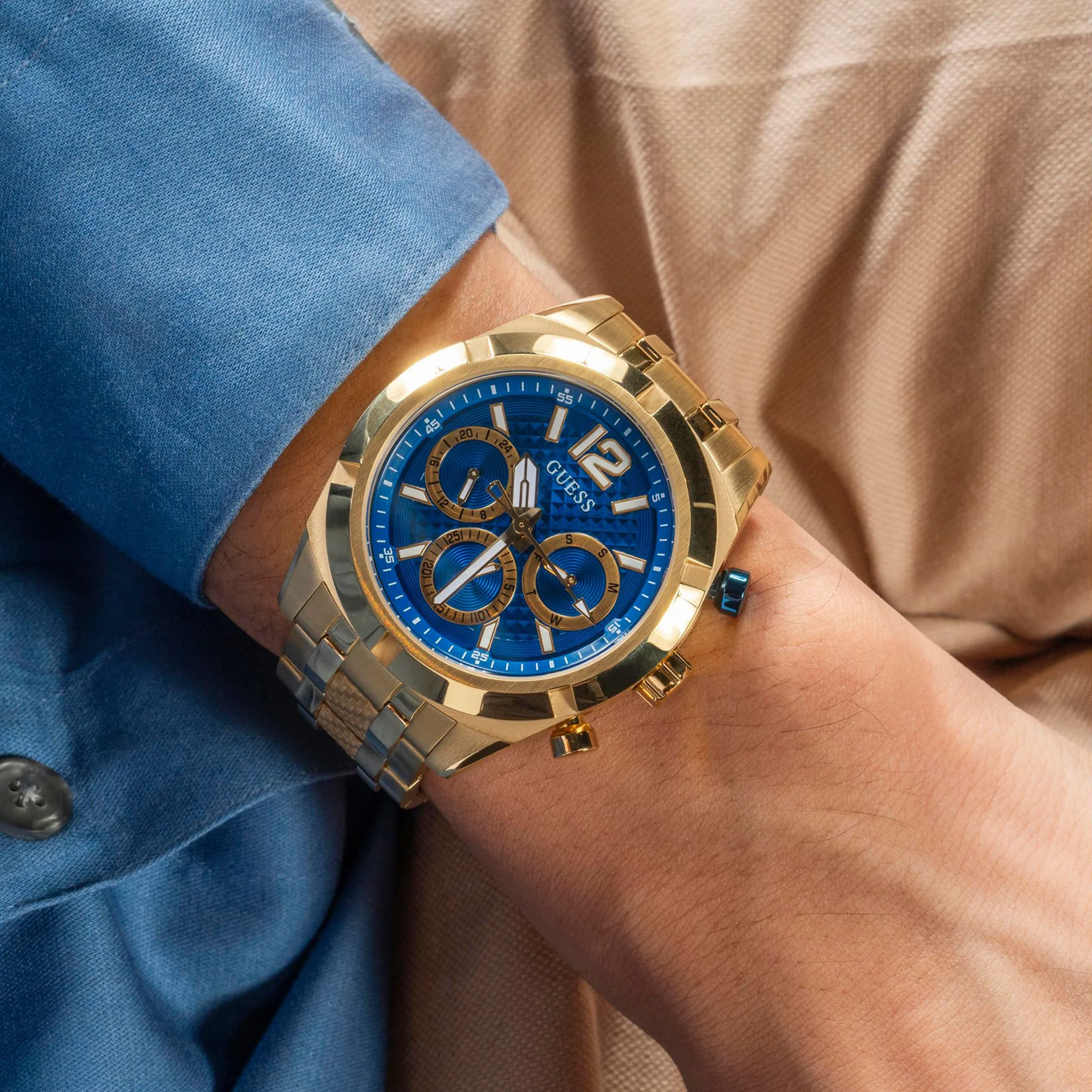 Resistance Men Quartz Blue Dial Multi-Function Stainless Steel Watch GW0714G2 - Image 5