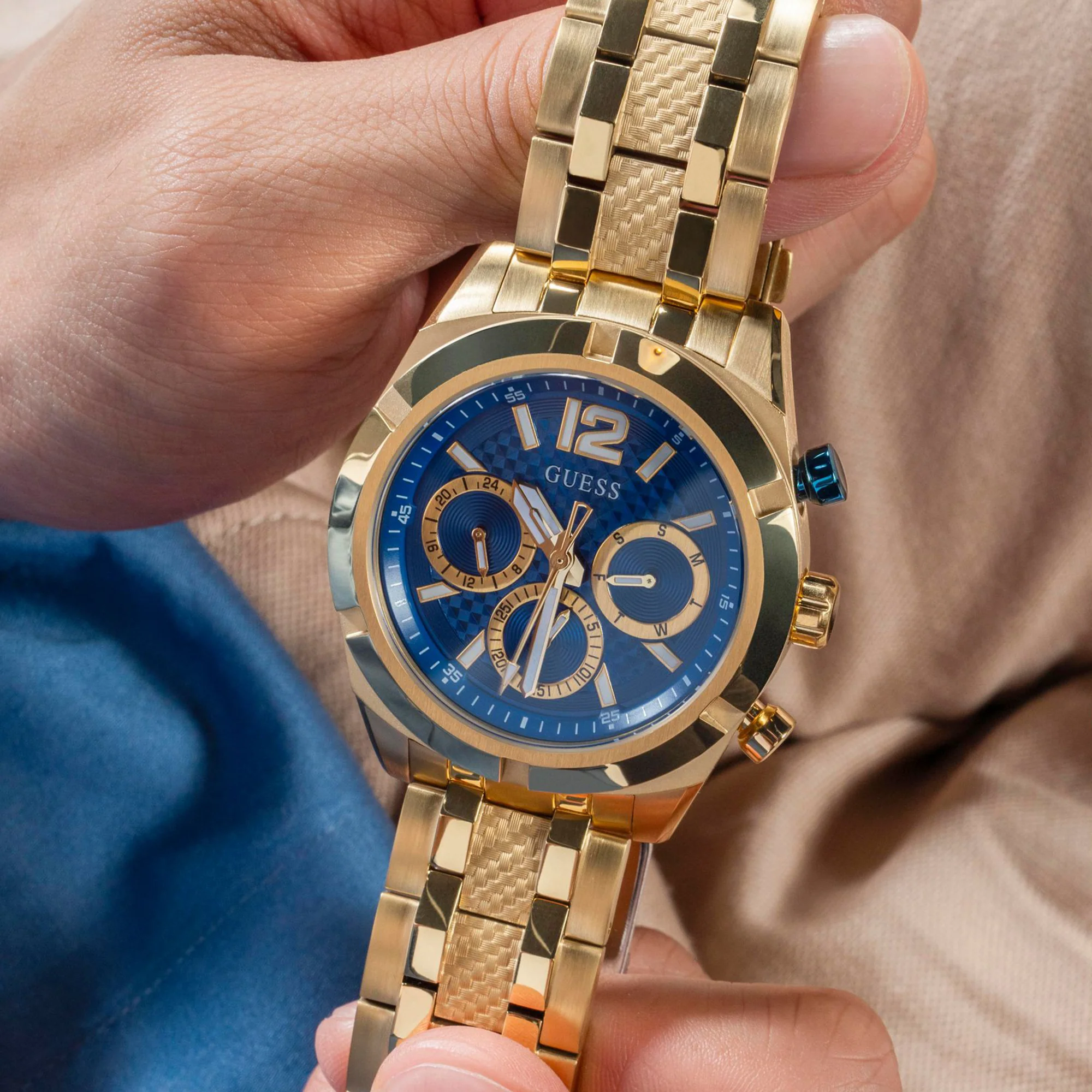 Resistance Men Quartz Blue Dial Multi-Function Stainless Steel Watch GW0714G2 - Image 6