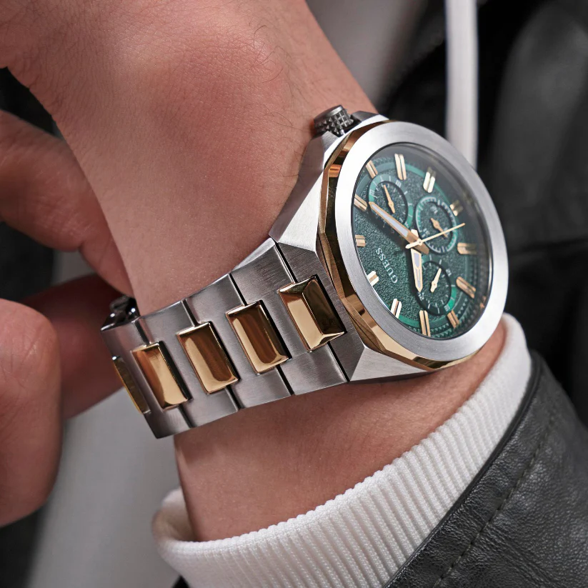 Resistance Men Quartz Green Dial Multi-Function Stainless Steel Watch GW0798G3 - Image 9