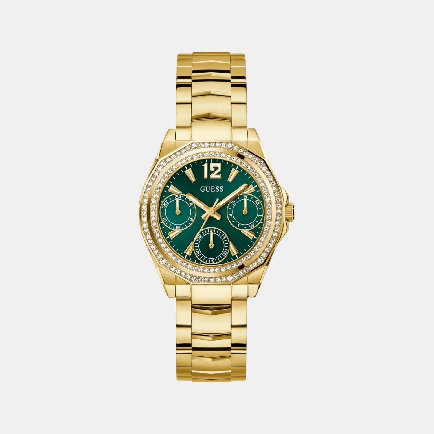 Ritzy Women Quartz Green Dial Multi-Function Recycled Steel Watch GW0685L5 - Image 2