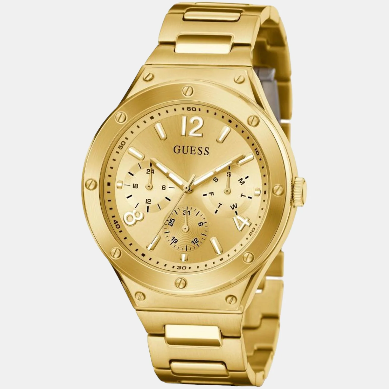 scope Men Quartz Gold Dial Chronograph Stainless Steel Watch GW0454G2 - Image 5