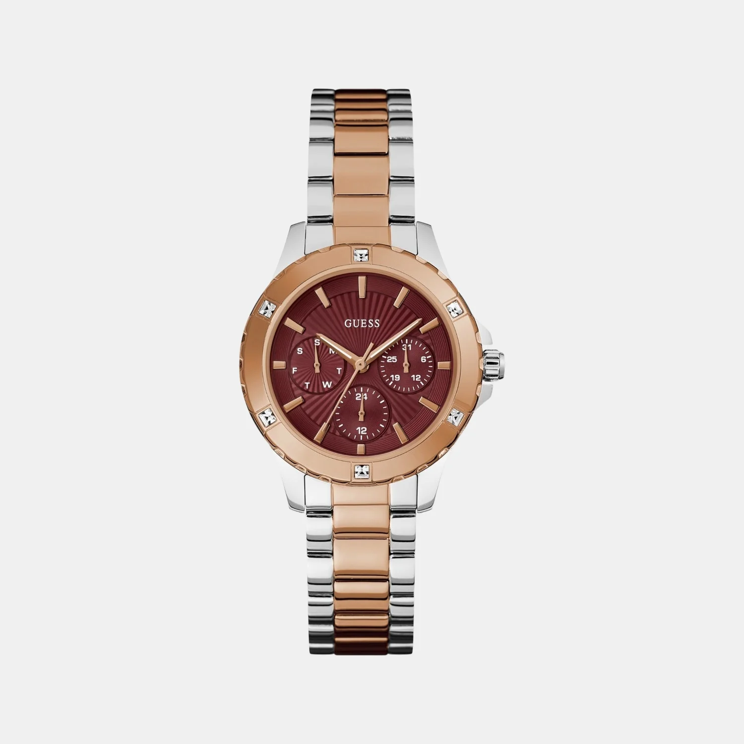 Sport Women Quartz Red Dial Multi-Function Stainless Steel Watch GW0723L2