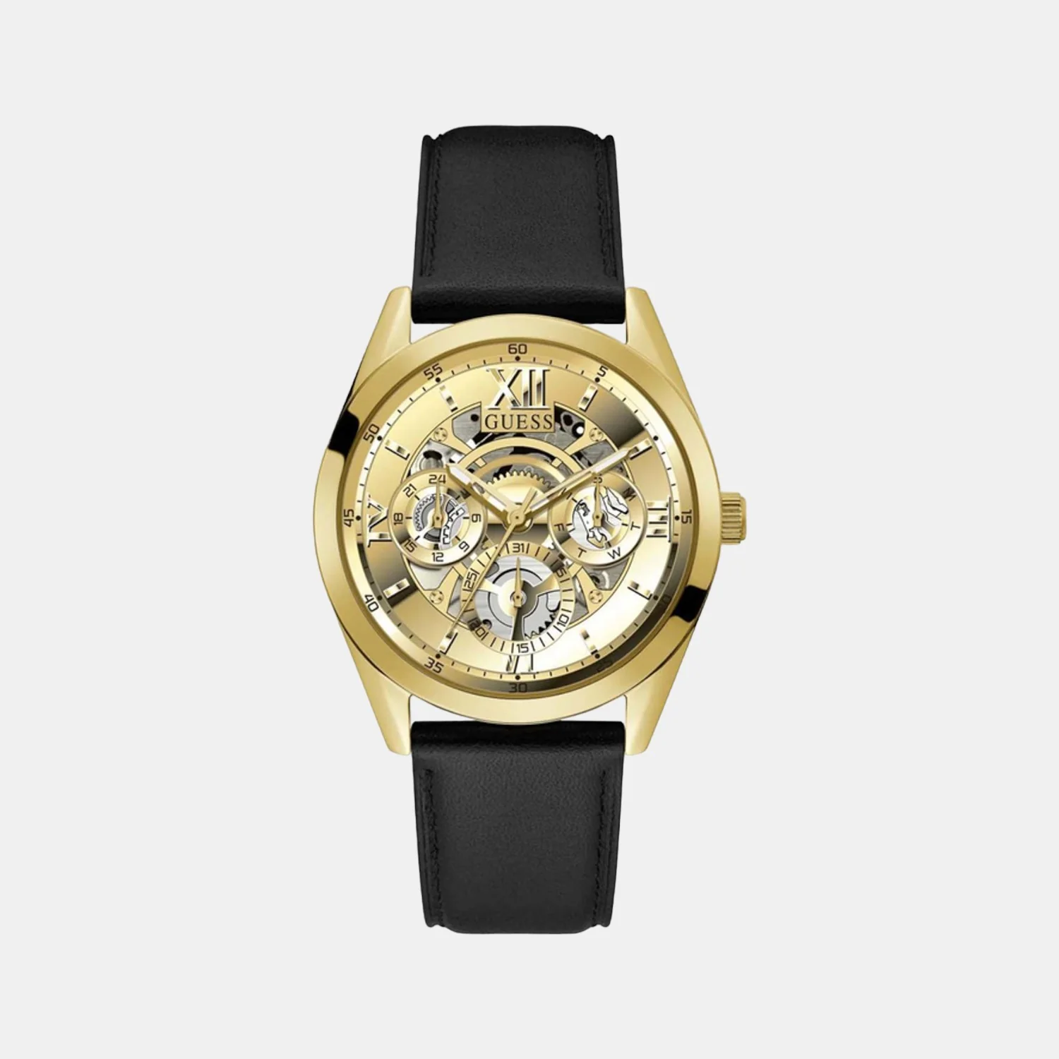 Tailor Men Quartz Gold Dial Analog Leather Watch GW0389G2
