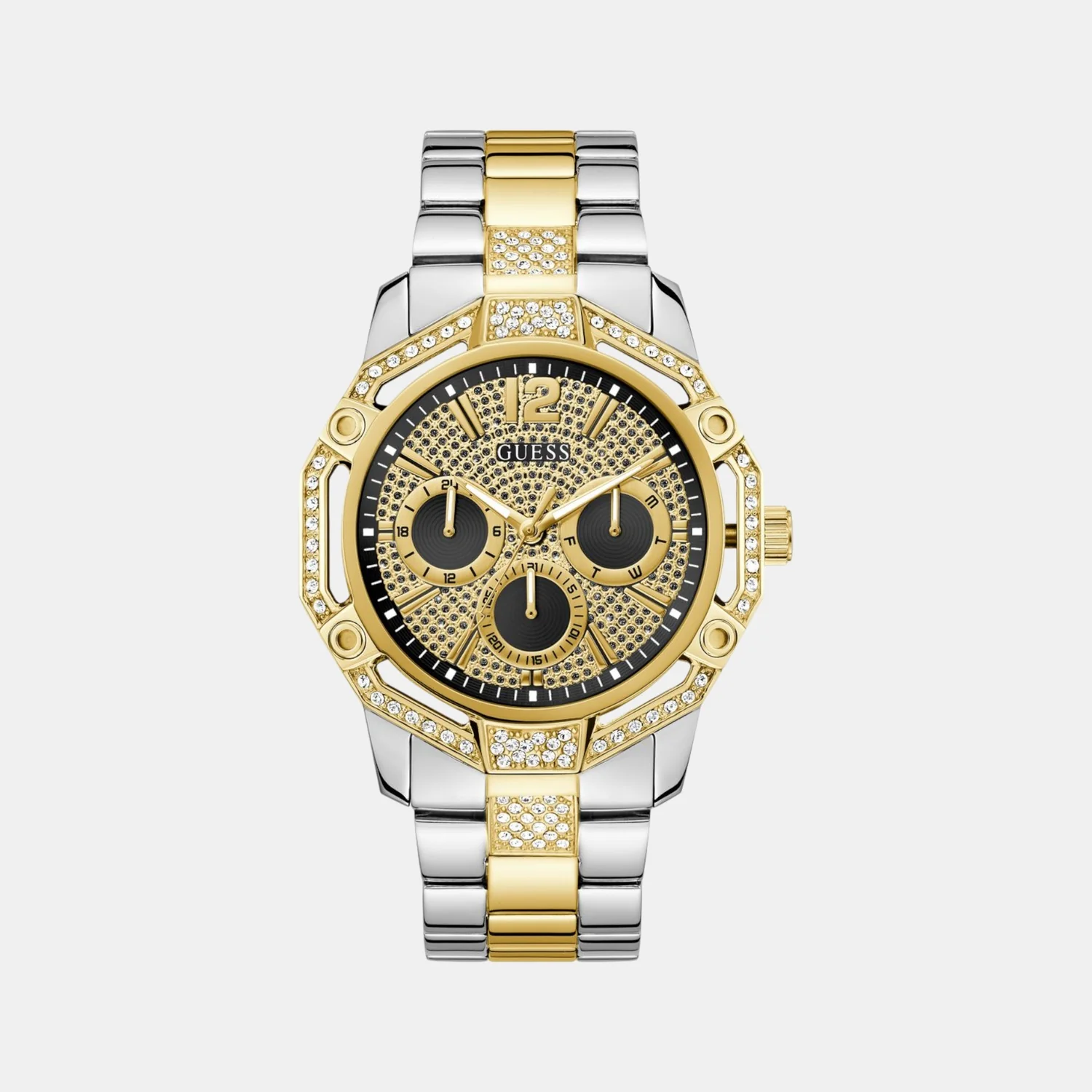 Trend Men Quartz Black Dial Multi-Function Stainless Steel Watch GW0990G4