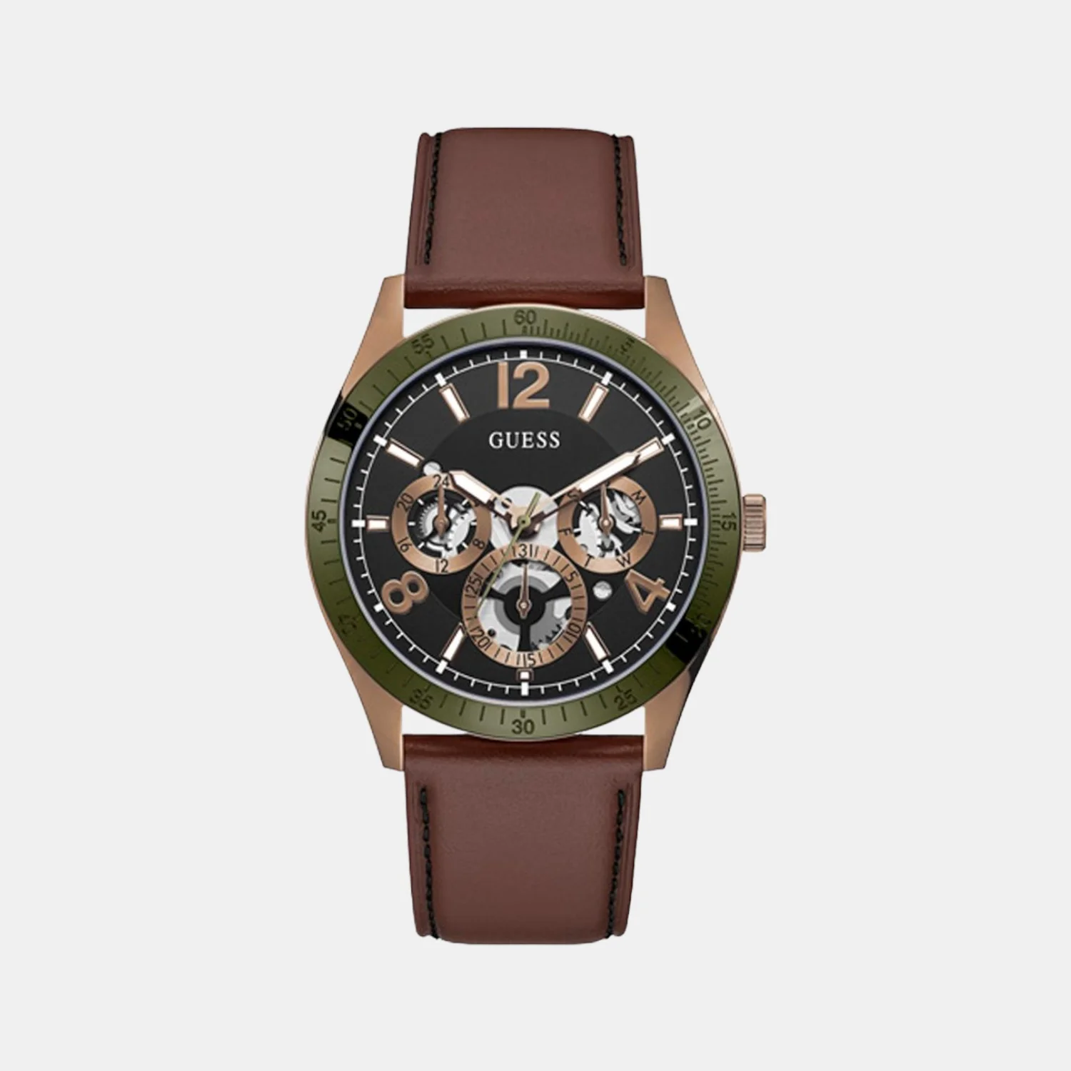 Unisex Quartz Black Dial Chronograph Leather Watch GW0216G2