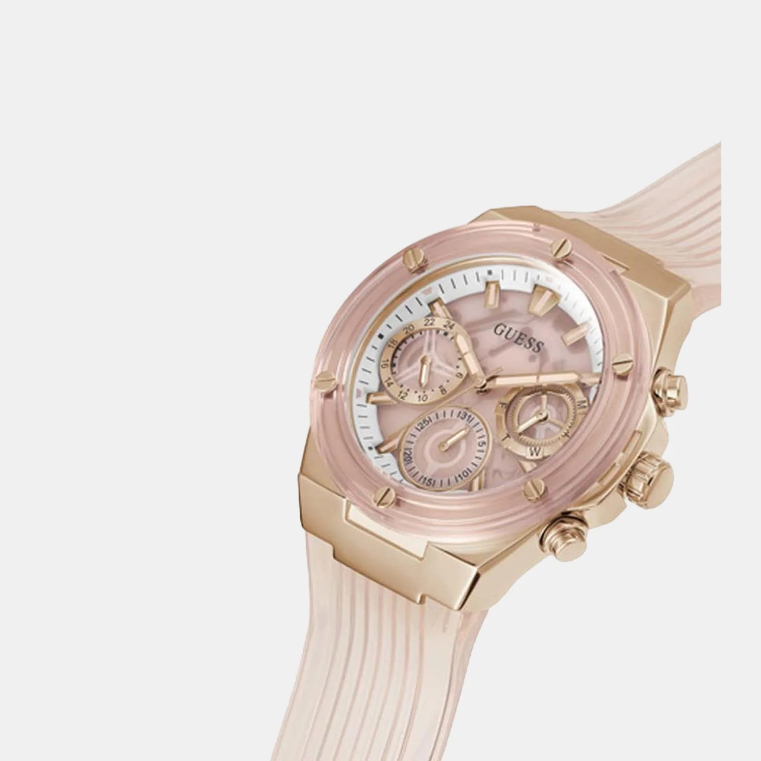 Unisex Quartz Pink Dial Chronograph Leather Watch GW0409L3 - Image 4