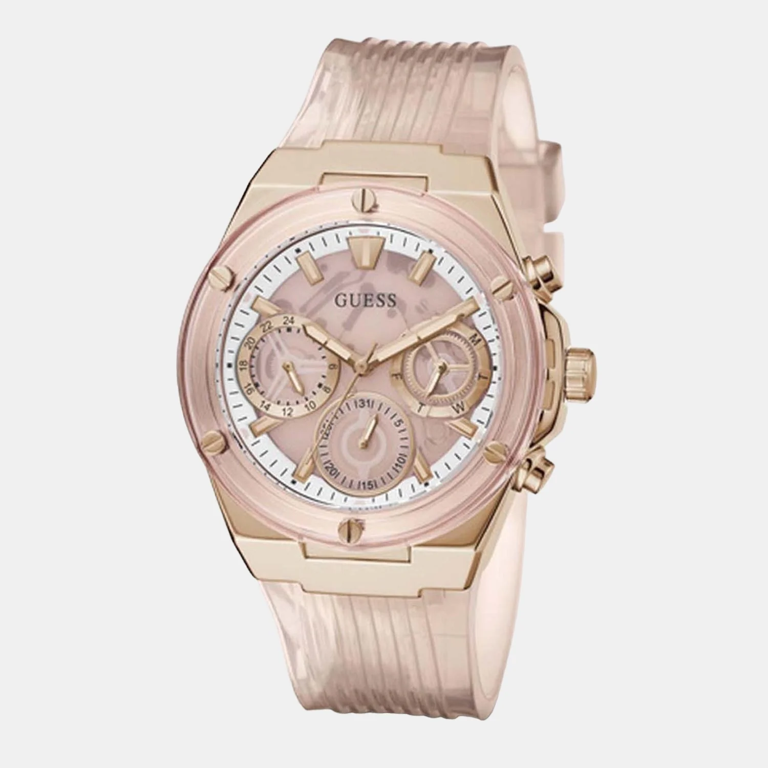 Unisex Quartz Pink Dial Chronograph Leather Watch GW0409L3 - Image 5