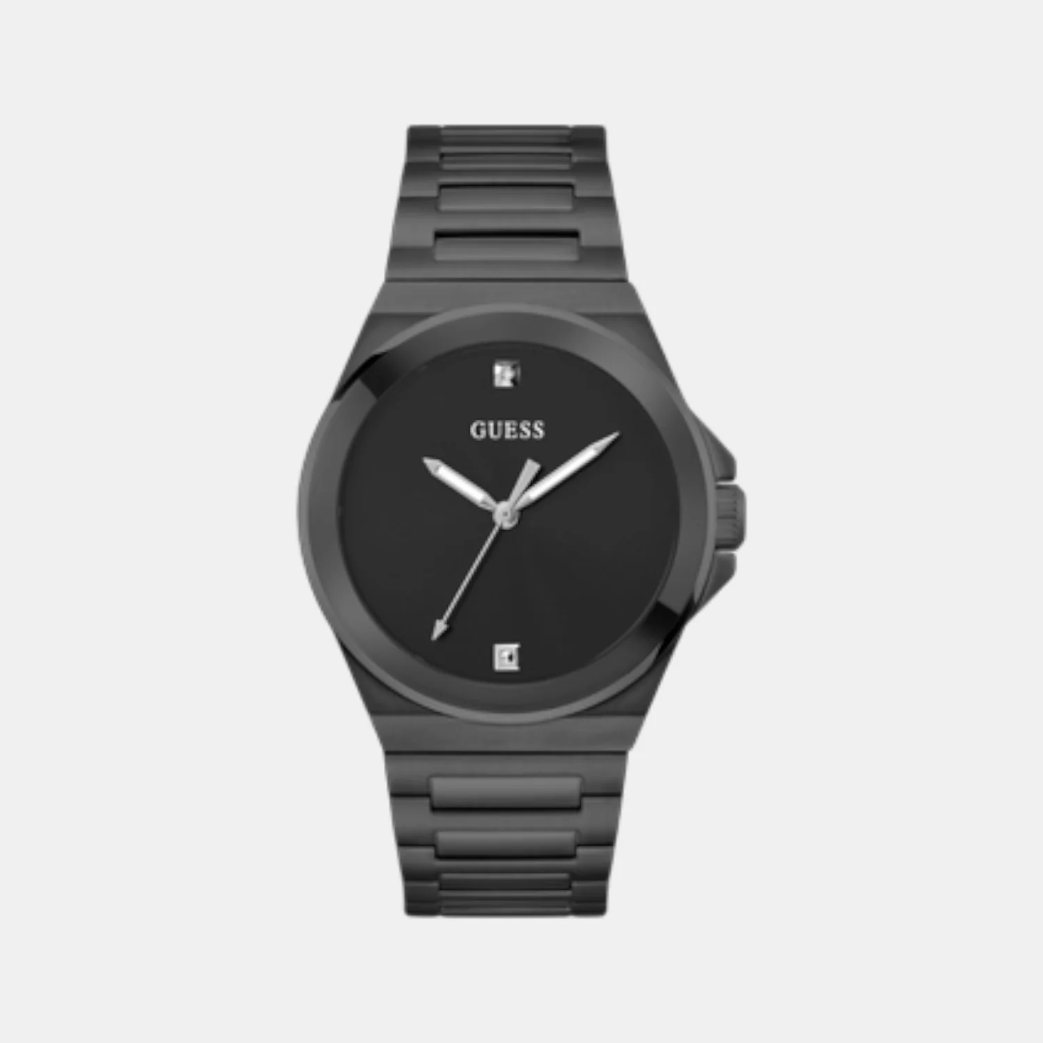 Vinyl Men Quartz Black Dial Analog Stainless Steel Watch GW0833G2