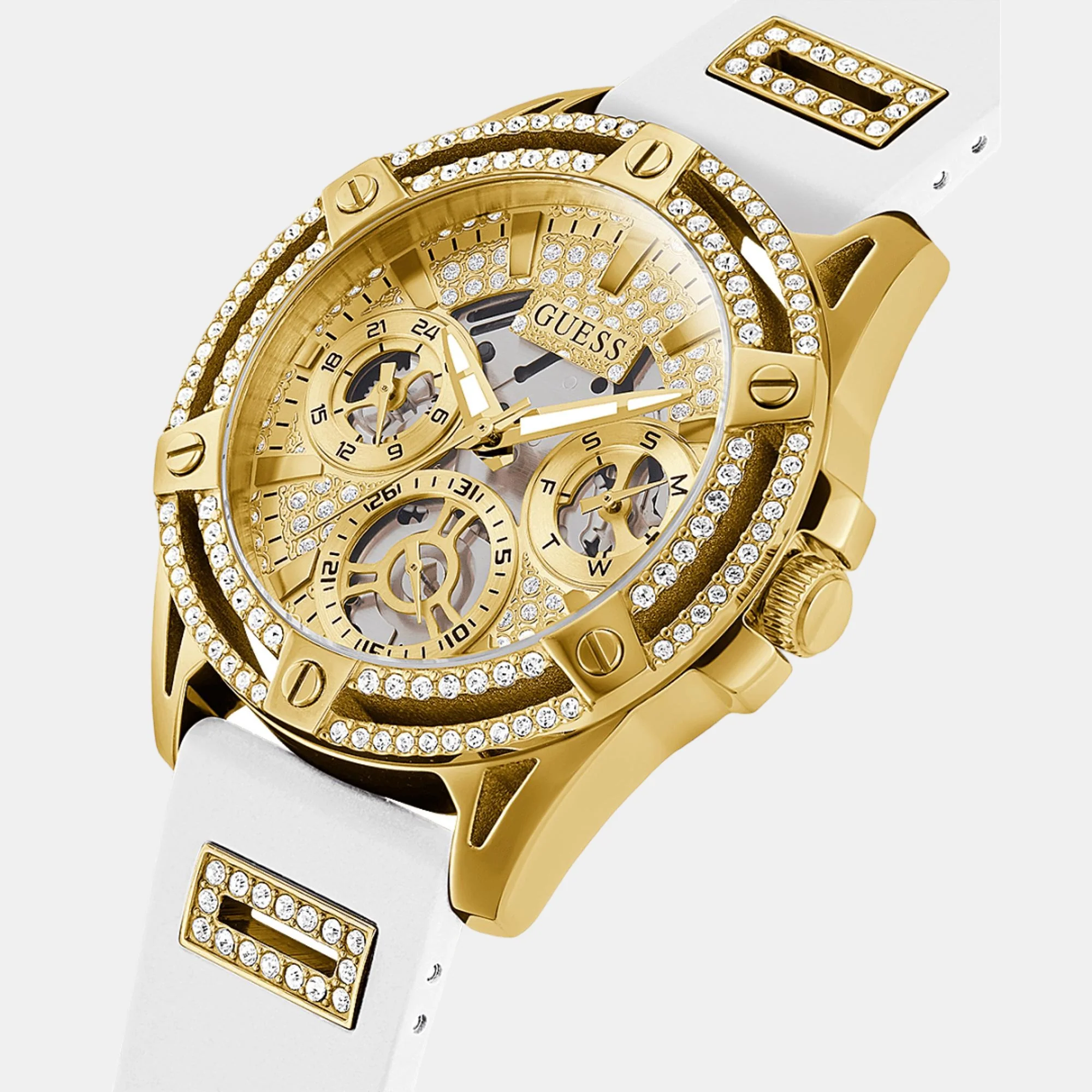 Women Quartz Beige Dial Chronograph Silicone Watch GW0536L2 - Image 4