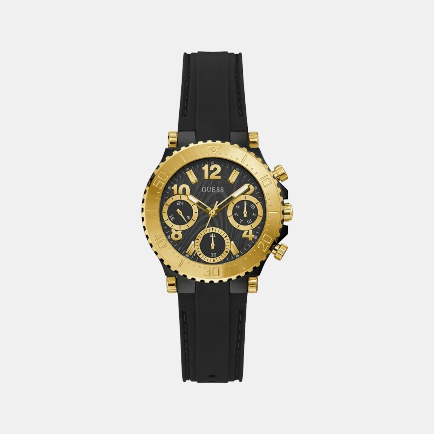 Women Quartz Black Dial Chronograph Silicone Watch GW0466L1