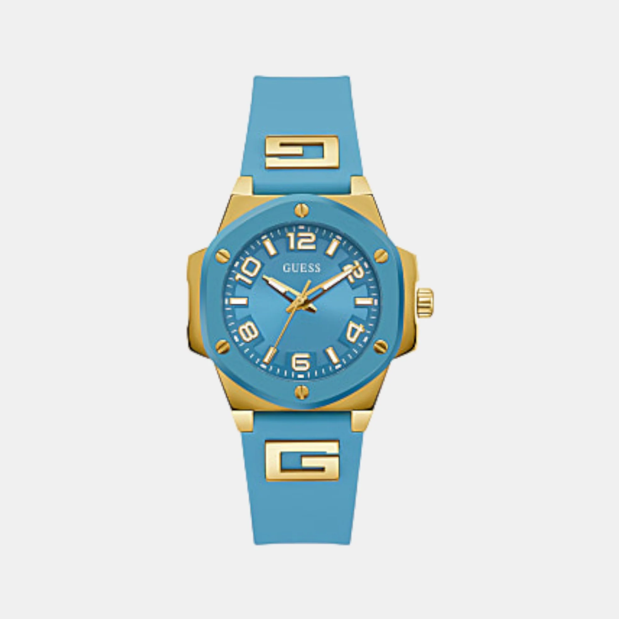 Women Quartz Blue Dial Analog Silicone Watch GW0555L3