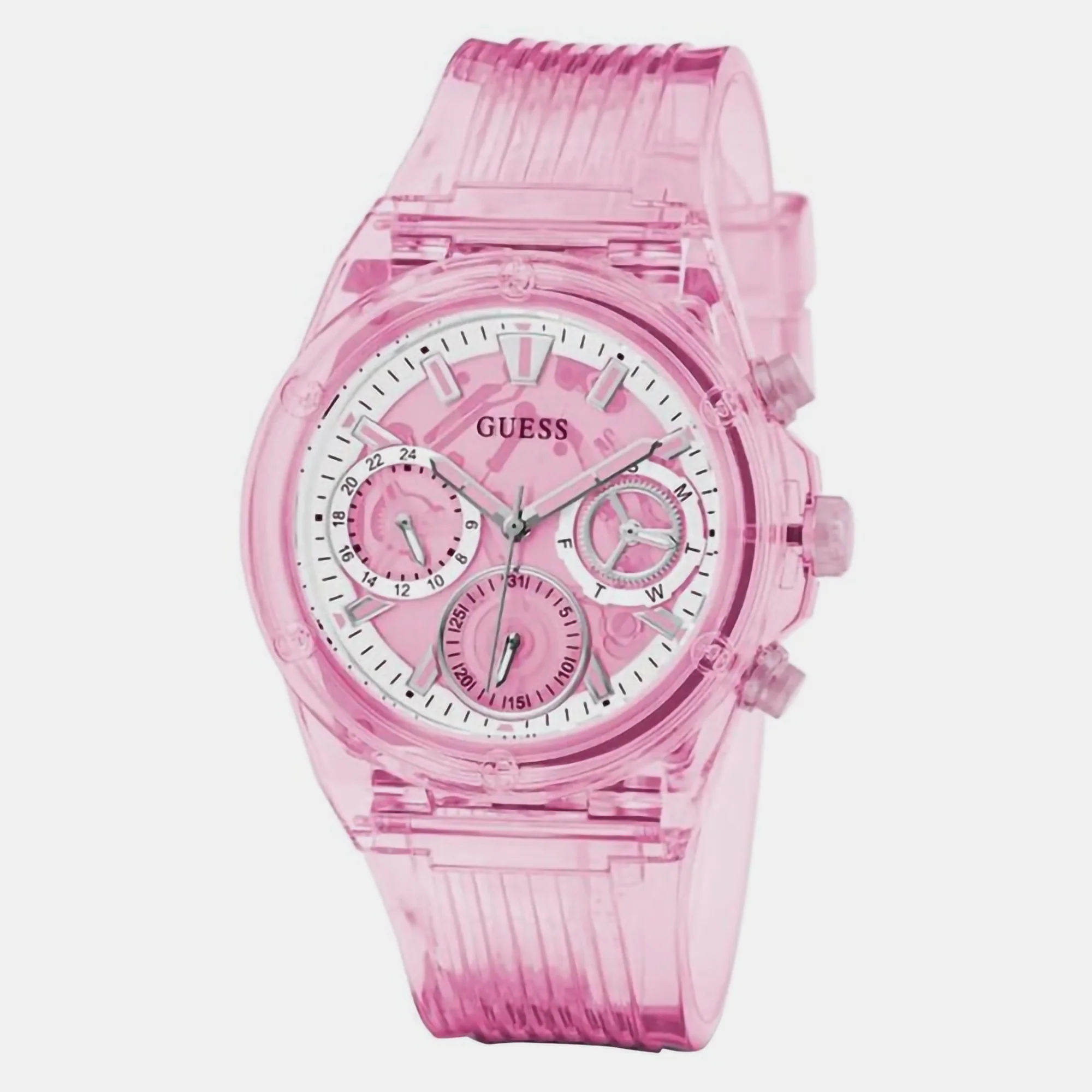 Women Quartz Pink Dial Analog Polyester Watch GW0438L2 - Image 6
