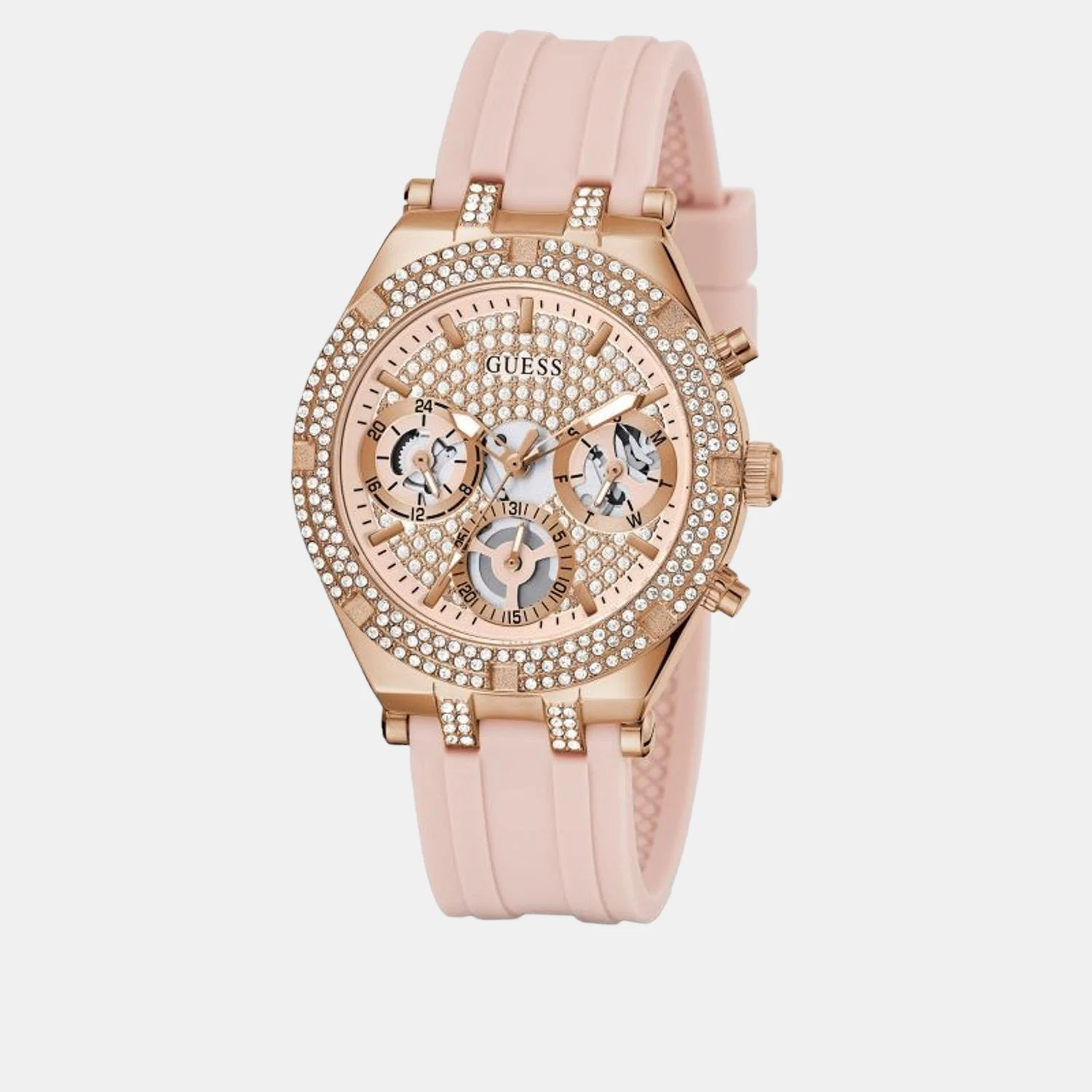 Women Quartz Pink Dial Chronograph Silicone Watch GW0407L3 - Image 5