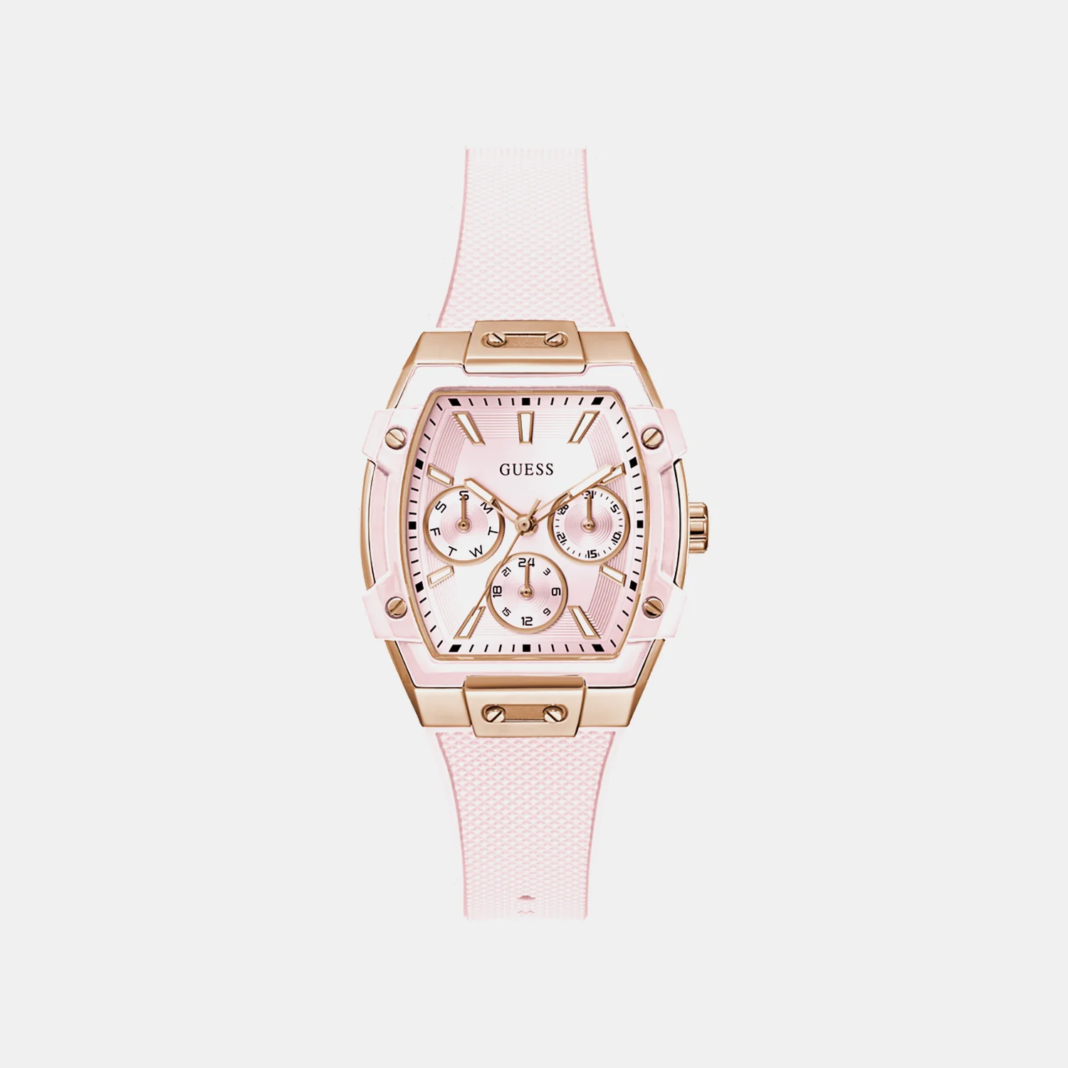 Women Quartz Pink Dial Multi-Function Silicone Watch GW0032L7