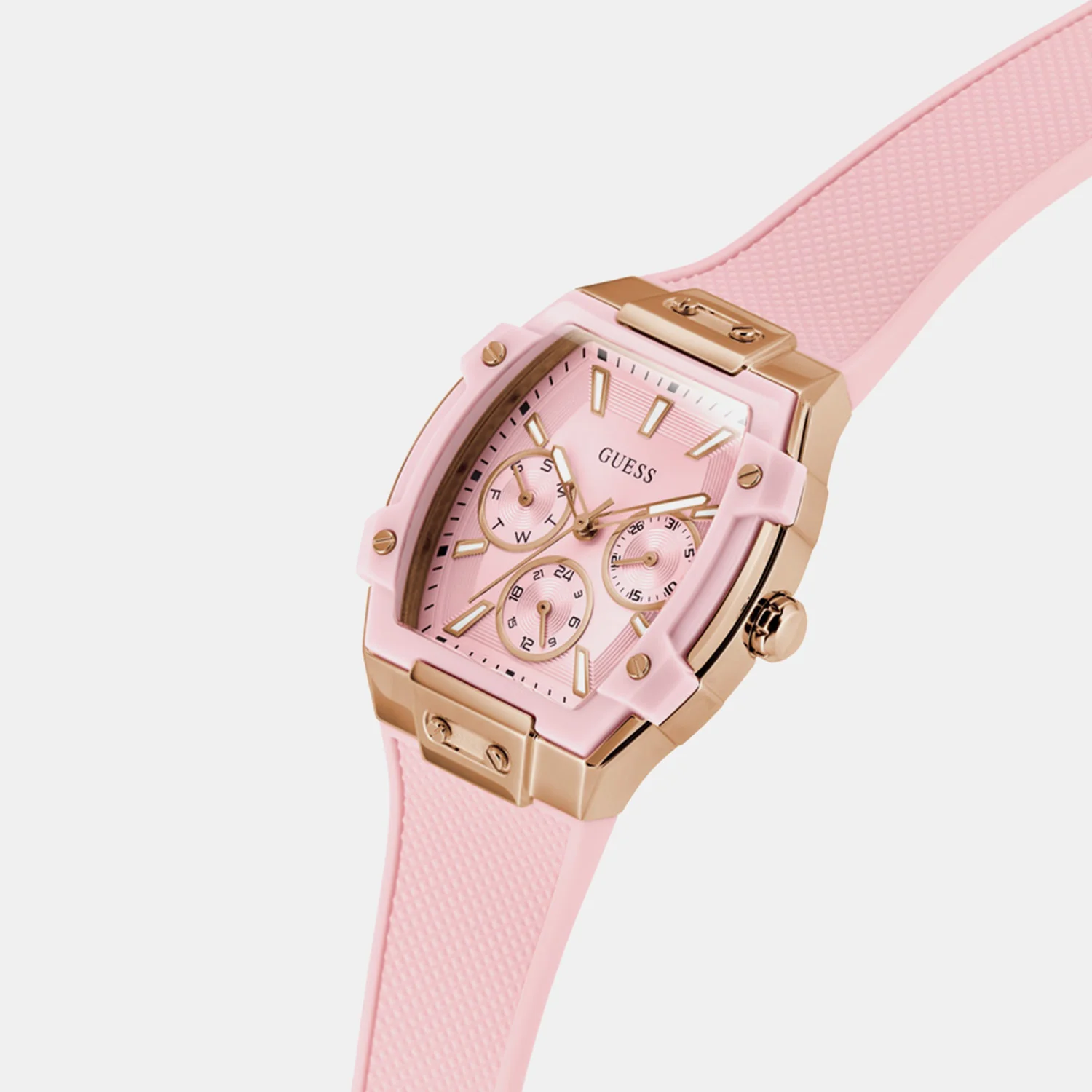 Women Quartz Pink Dial Multi-Function Silicone Watch GW0032L7 - Image 5