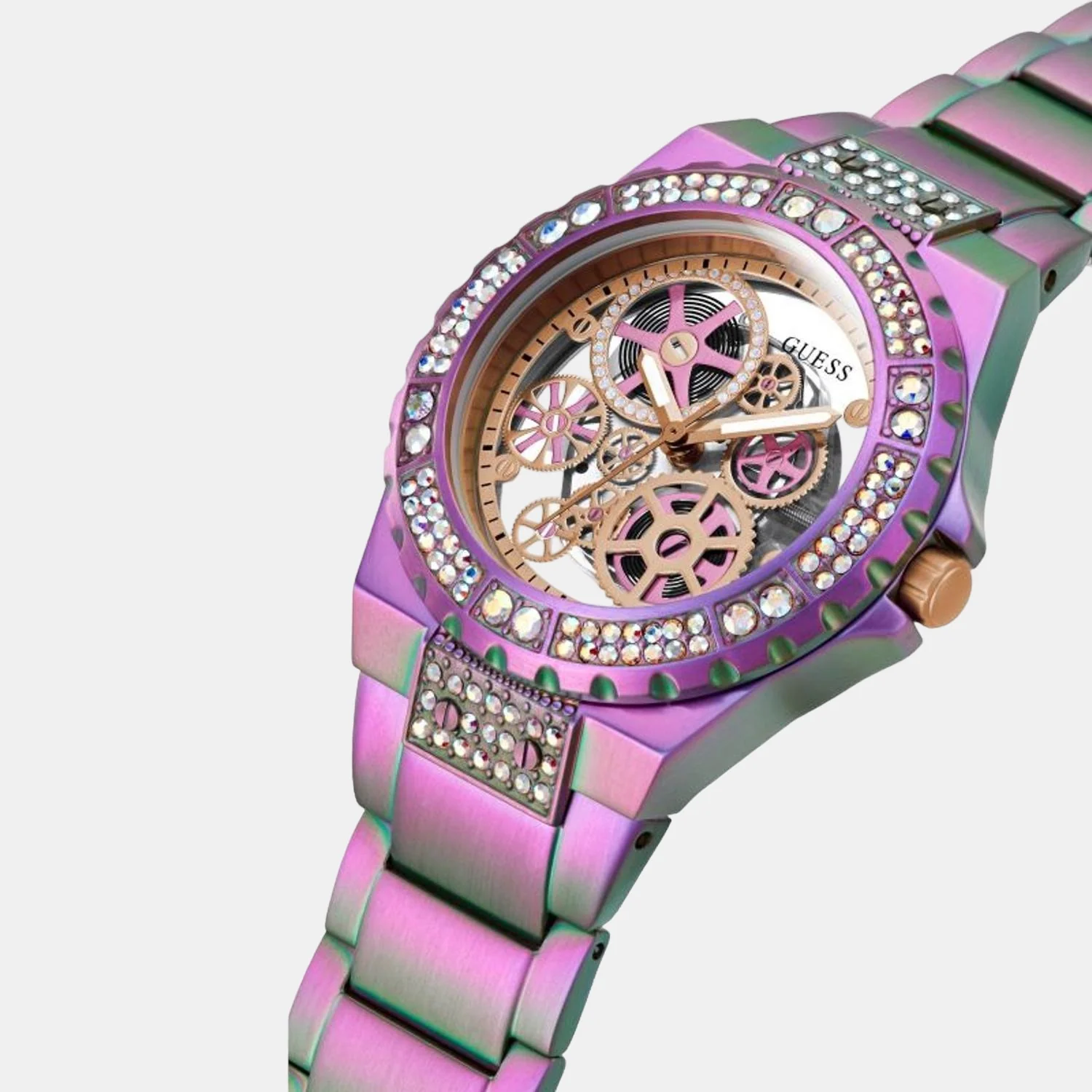 Women Quartz Purple Dial Analog Stainless Steel Watch GW0302L3 - Image 4