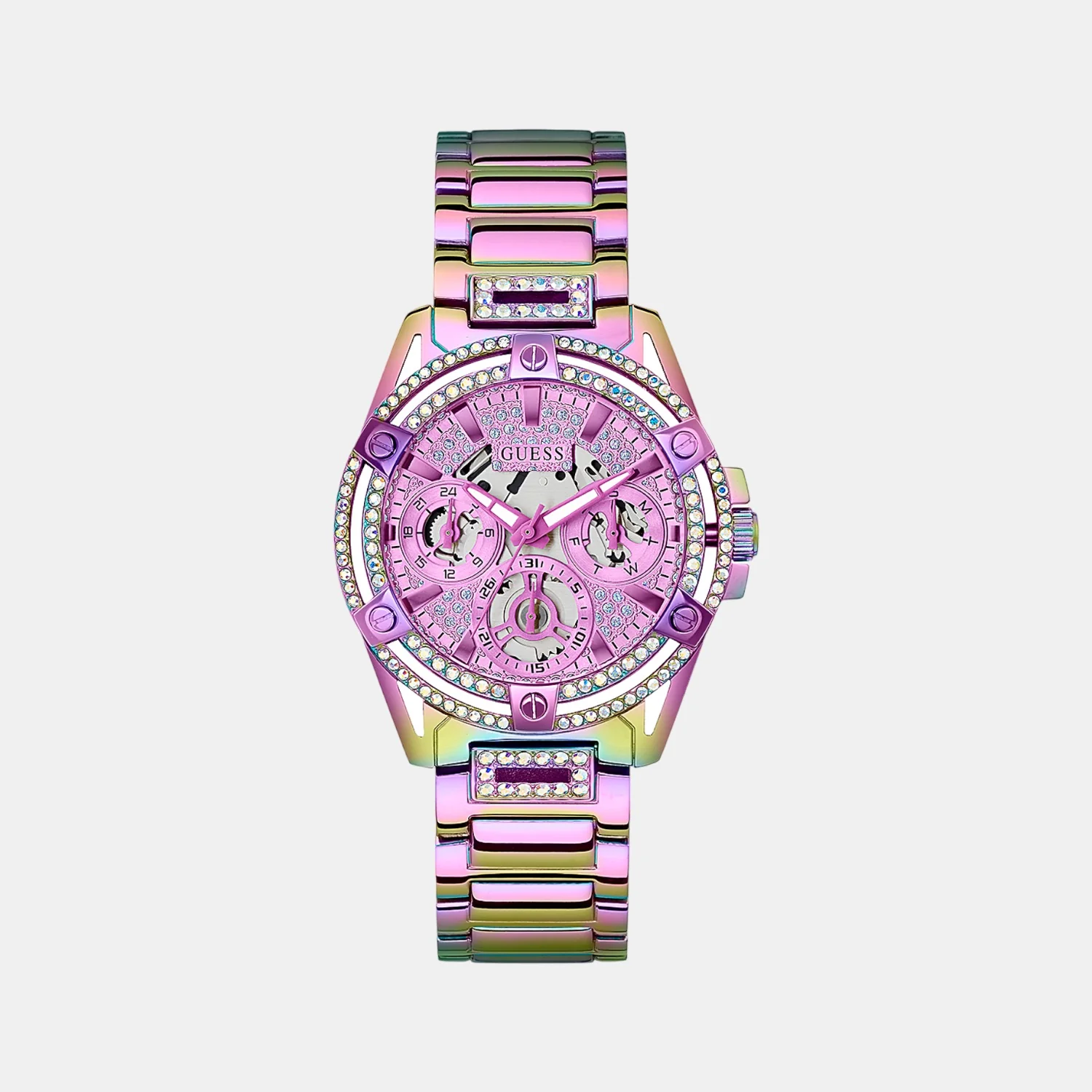 Women Quartz Purple Dial Chronograph Stainless Steel Watch GW0464L4