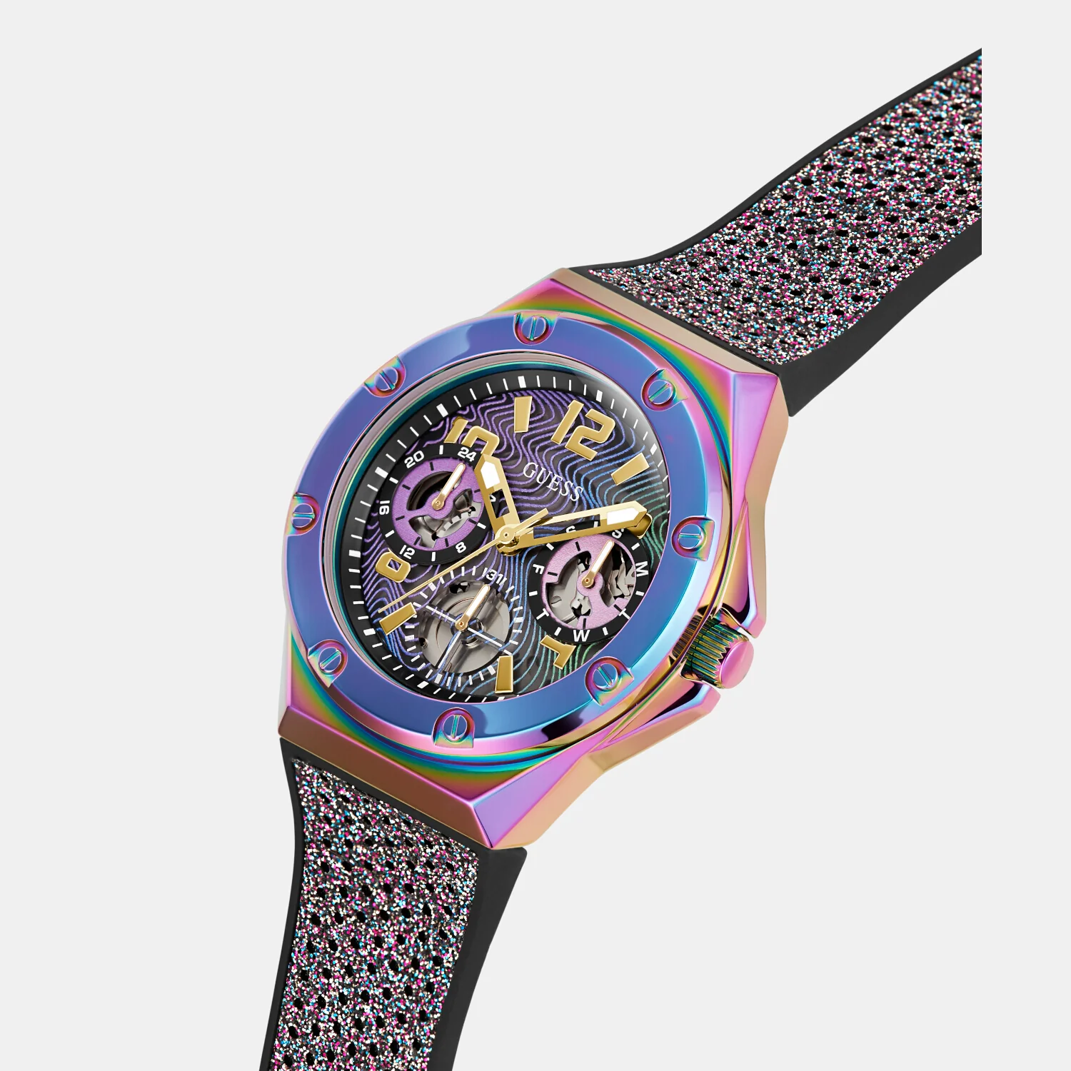 Women Quartz Two Tone Dial Chronograph Silicone Watch GW0620L4 - Image 4