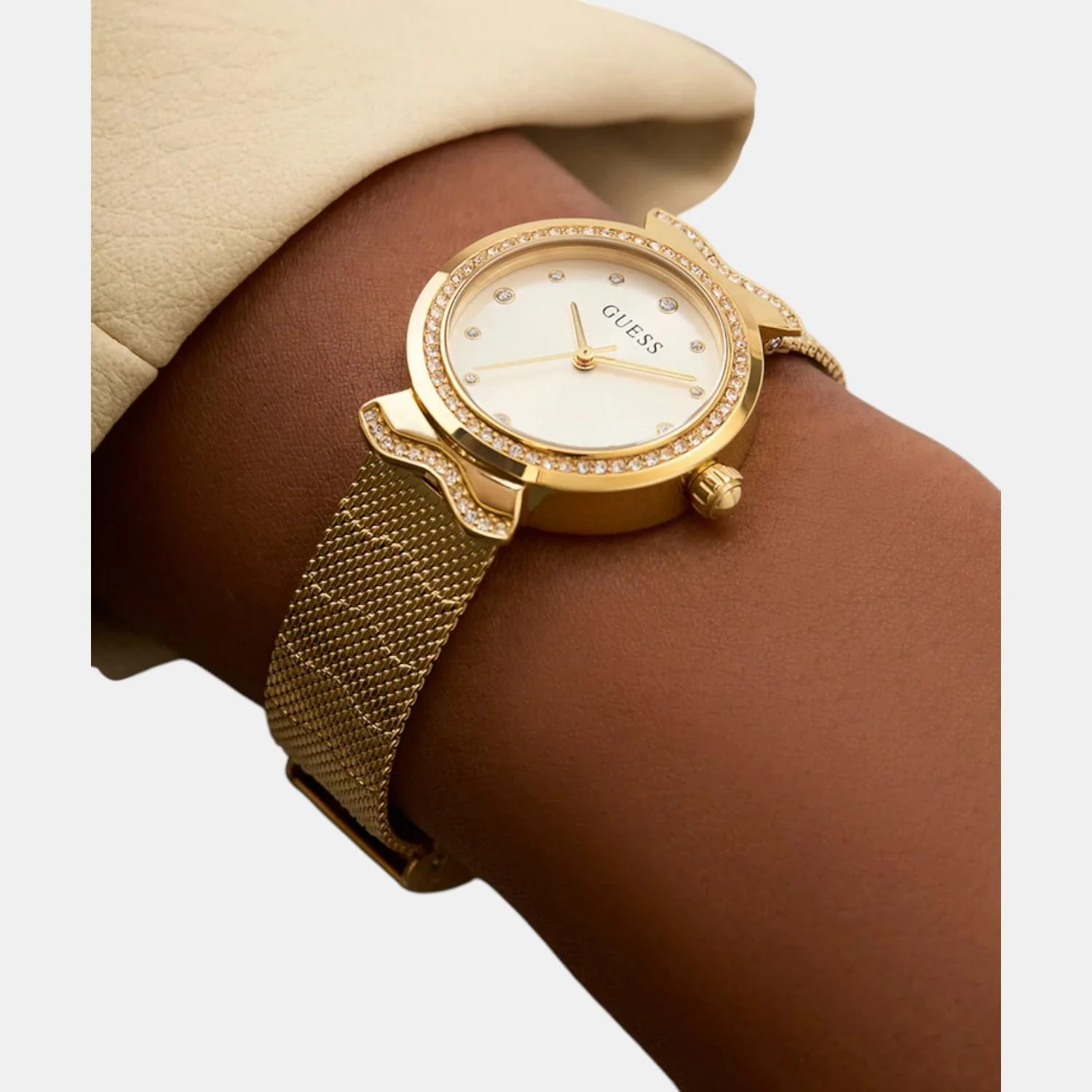 Women Quartz White Dial Analog Mesh Watch GW0866L2 - Image 6