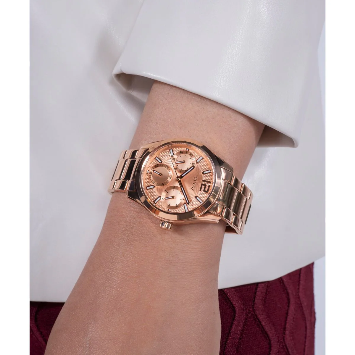 Zoe Women Quartz Rose Gold Dial Multi-Function Stainless Steel Watch GW0760L3 - Image 8