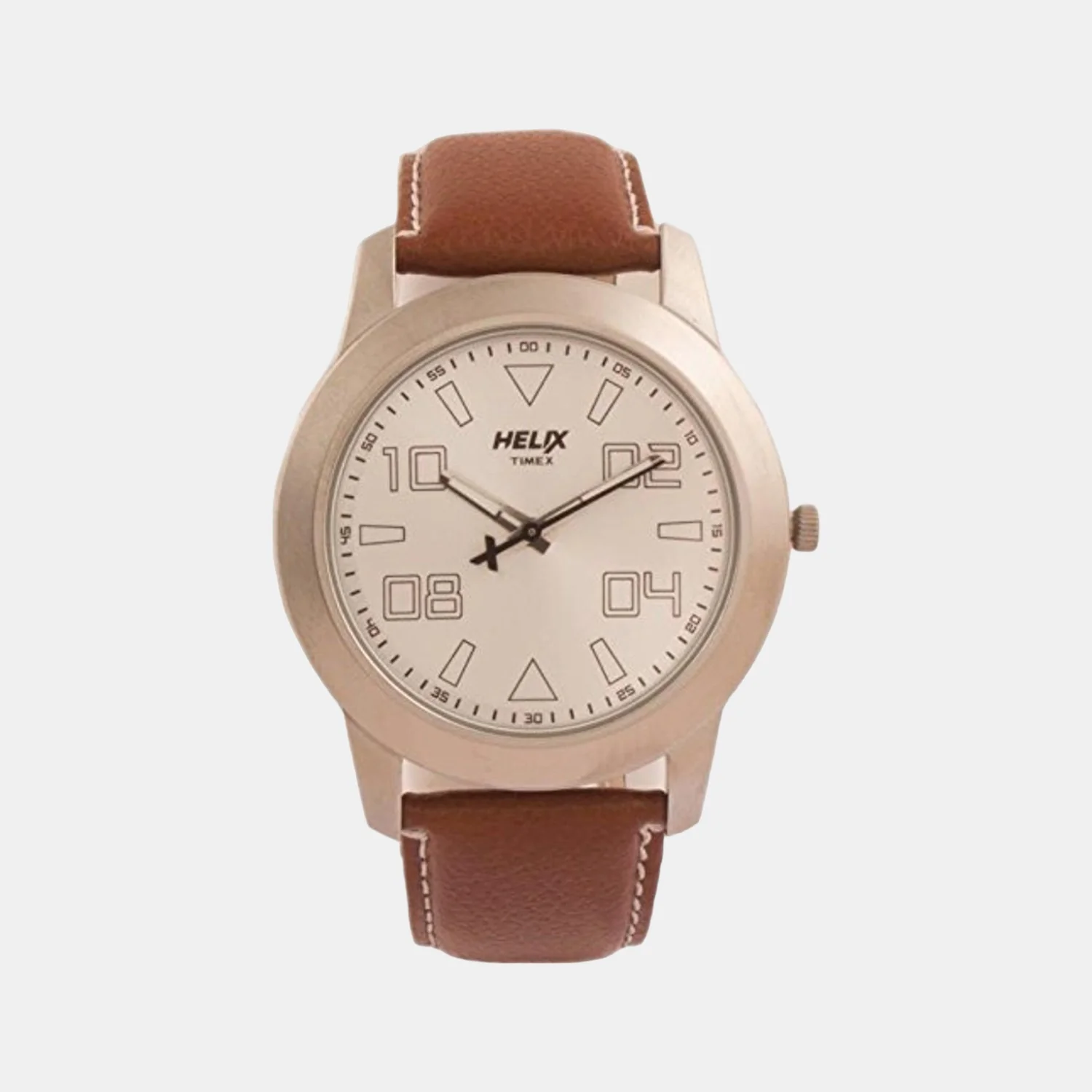 Men Quartz Beige Dial Analog Leather Watch TW028HG00
