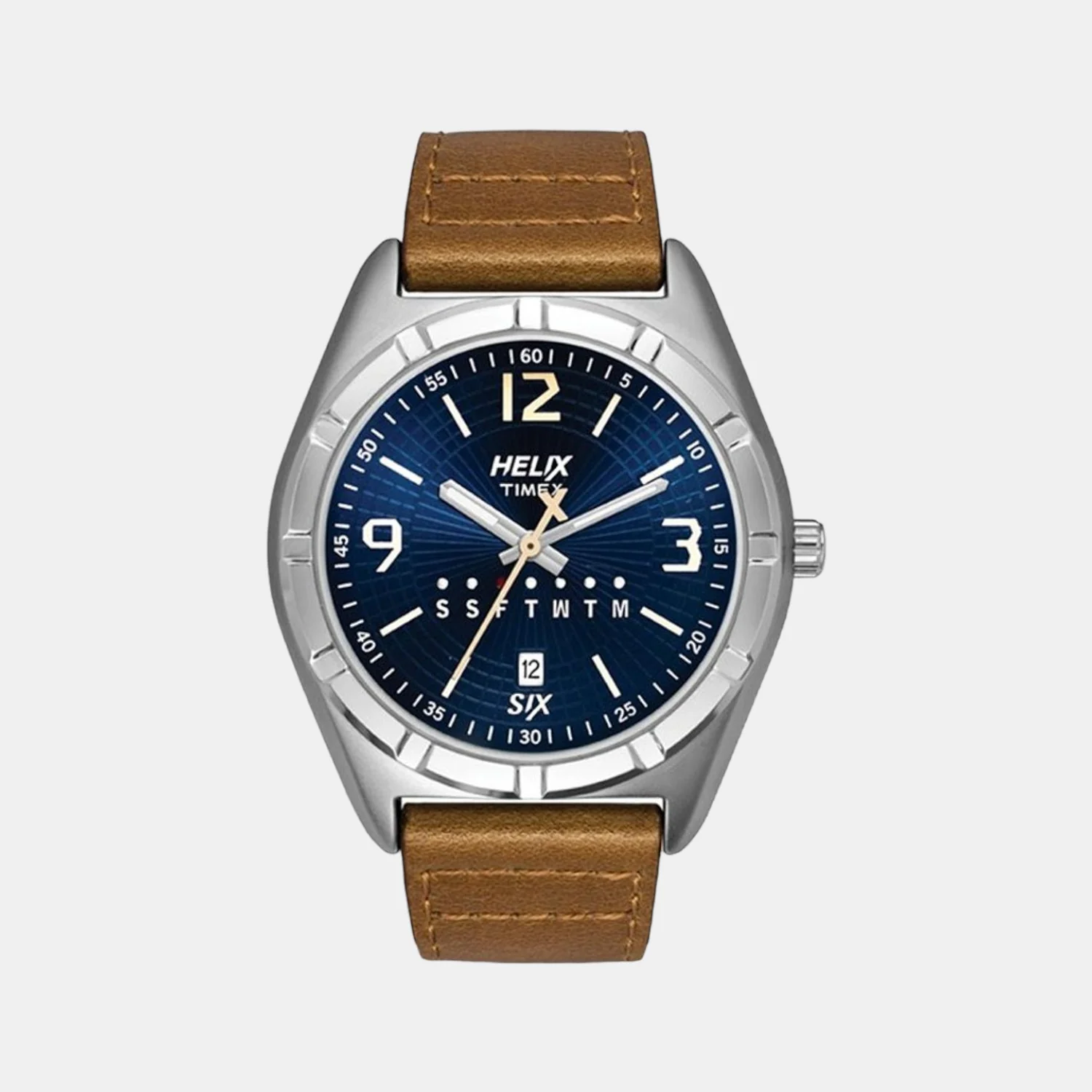 Men Quartz Blue Dial Analog Leather Watch TW029HG07