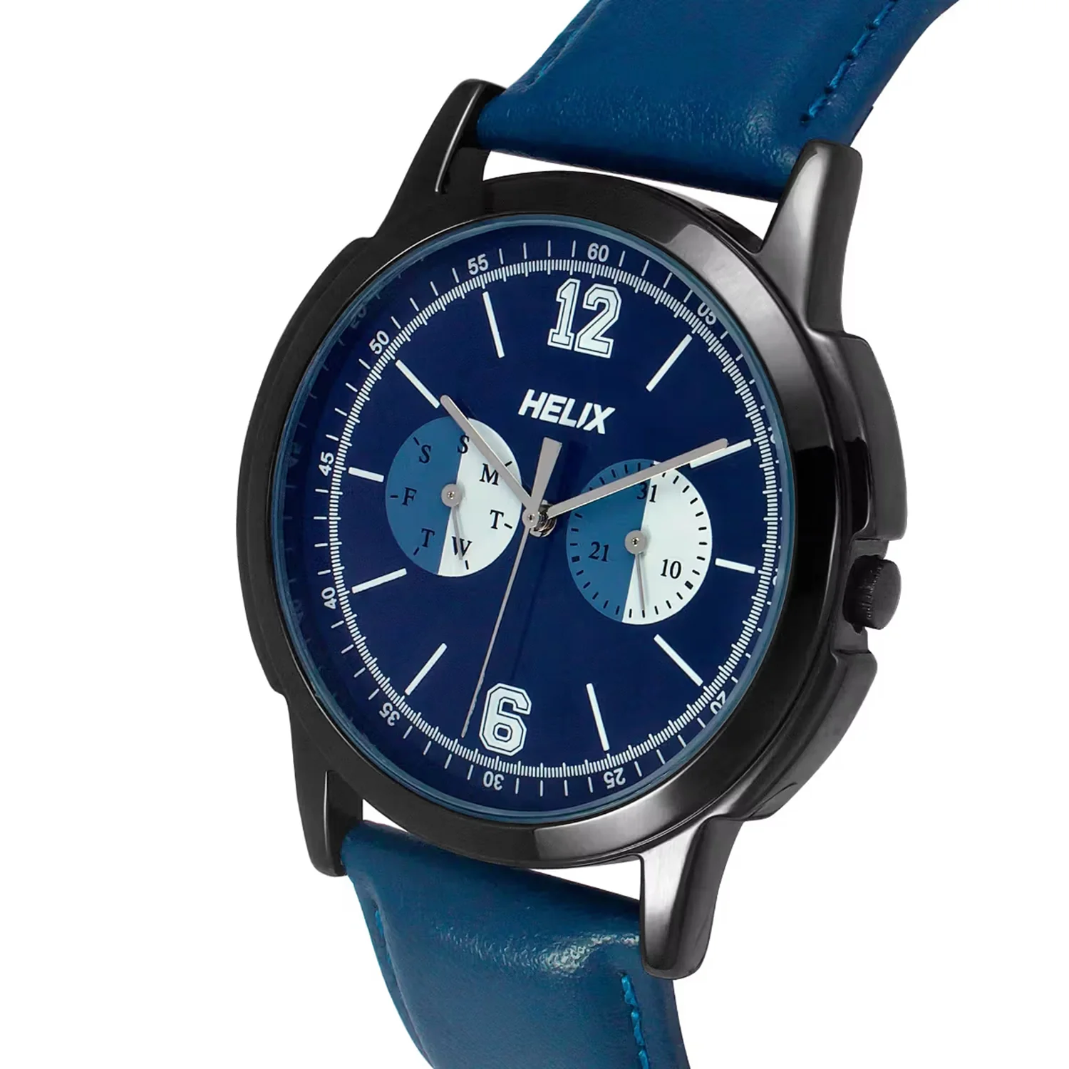 Men Quartz Blue Dial Chronograph Leather Watch TW050HG03 - Image 2