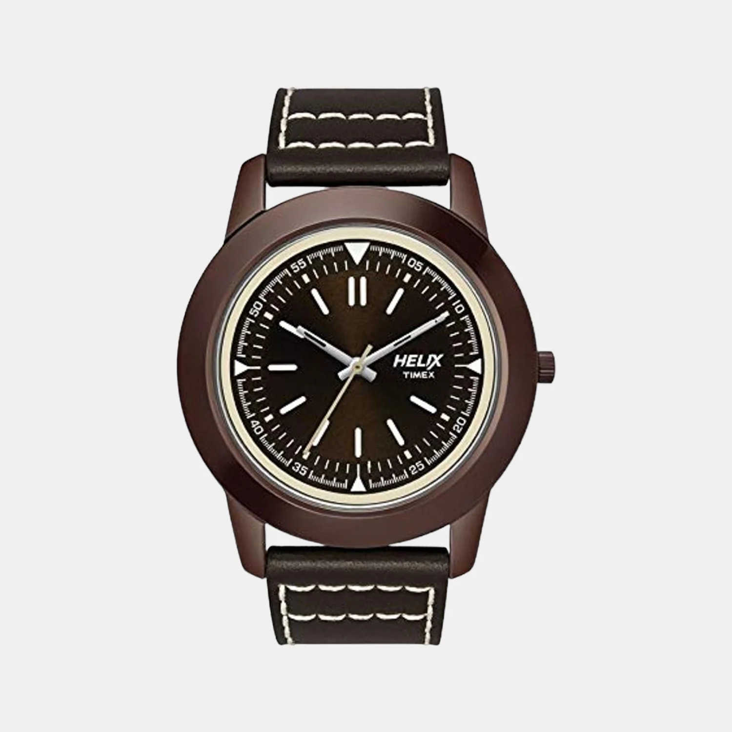 Men Quartz Brown Dial Analog Leather Watch TW028HG08