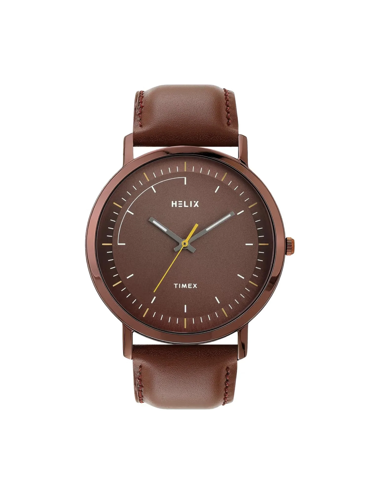 Men Quartz Brown Dial Analog Leather Watch TW053HG14T