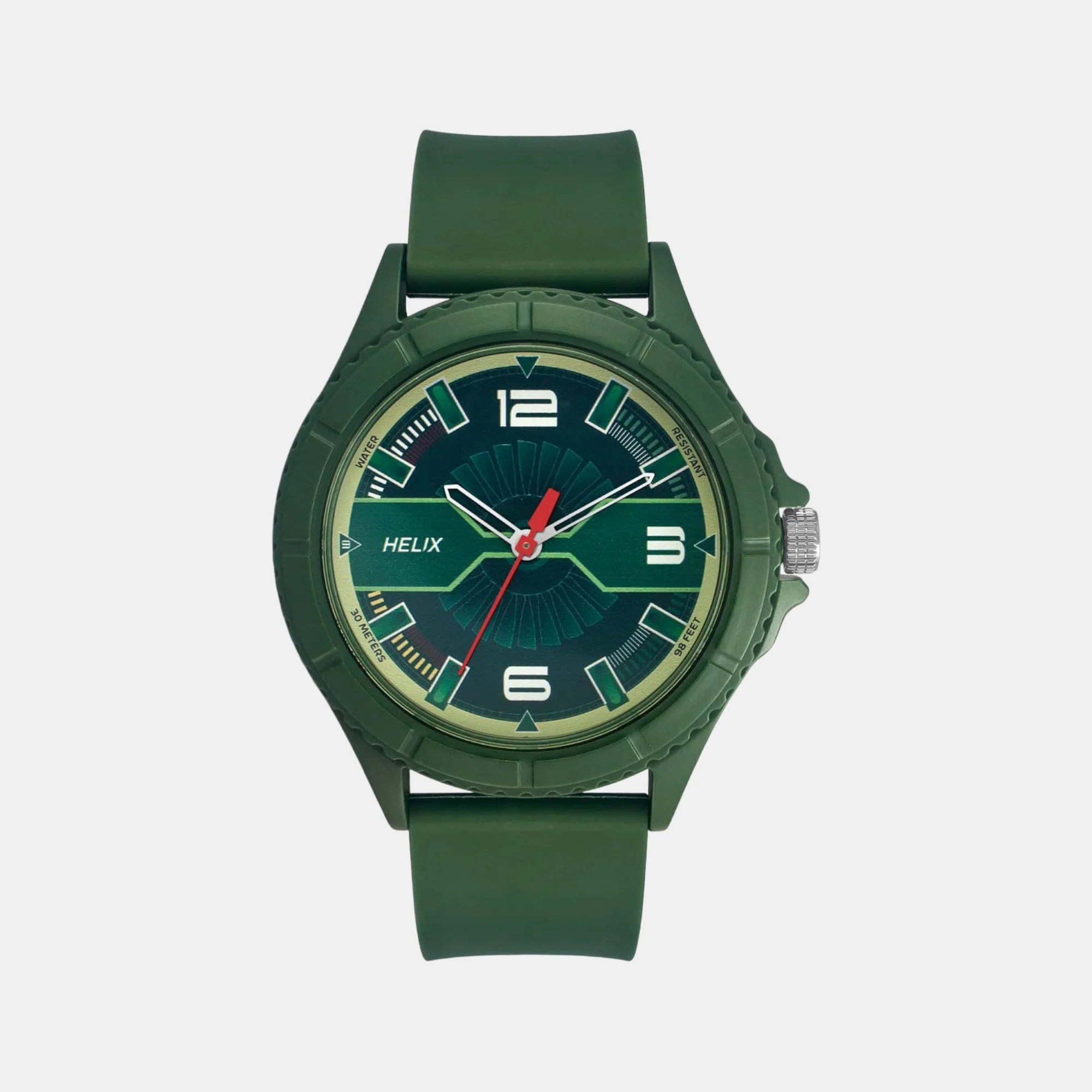 Men Quartz Green Dial Analog Silicone Watch TW033HG18