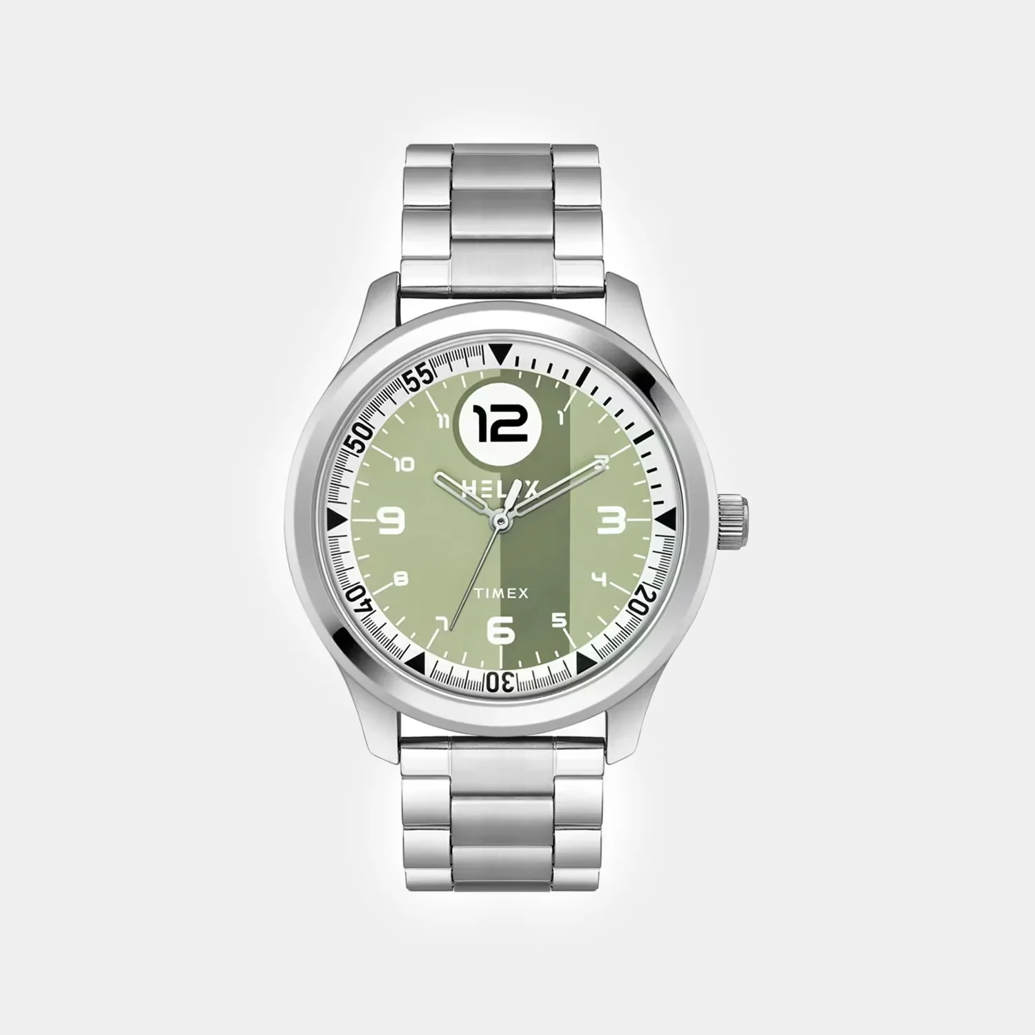 Men Quartz Green Dial Analog Stainless Steel Watch TW043HG27