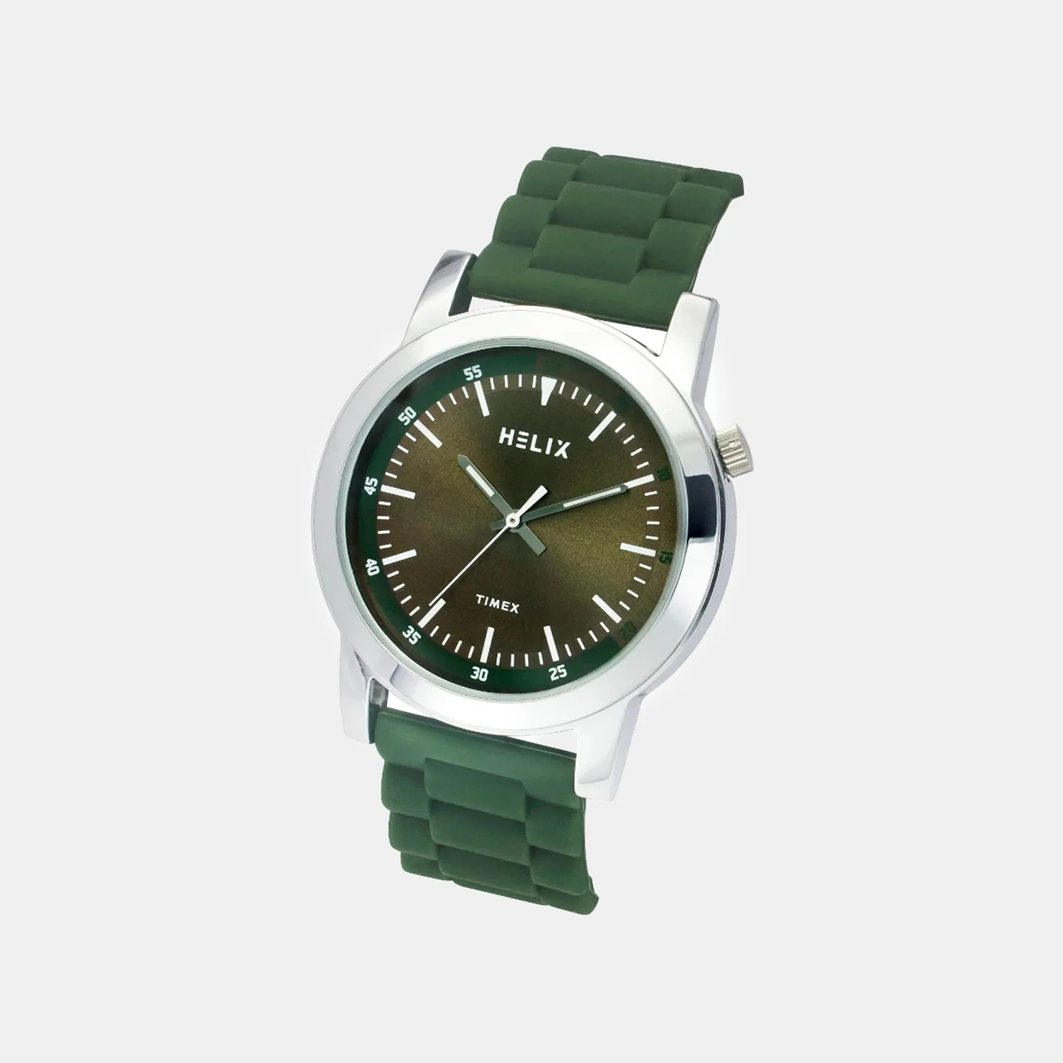 Men Quartz Olive Green Dial Analog Silicone Watch TW058HG01 - Image 2