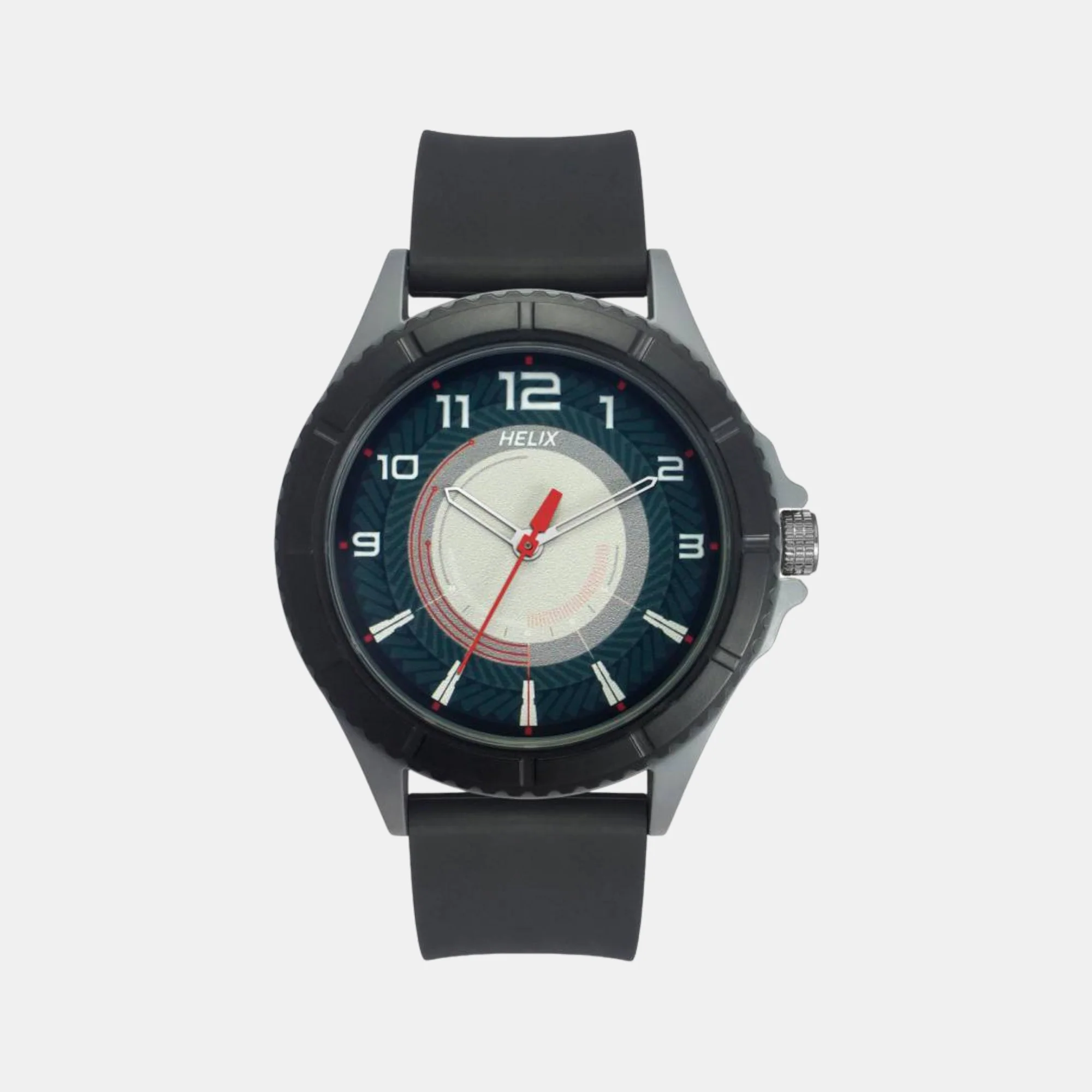 Men Quartz Two Tone Dial Analog Silicone Watch TW033HG22