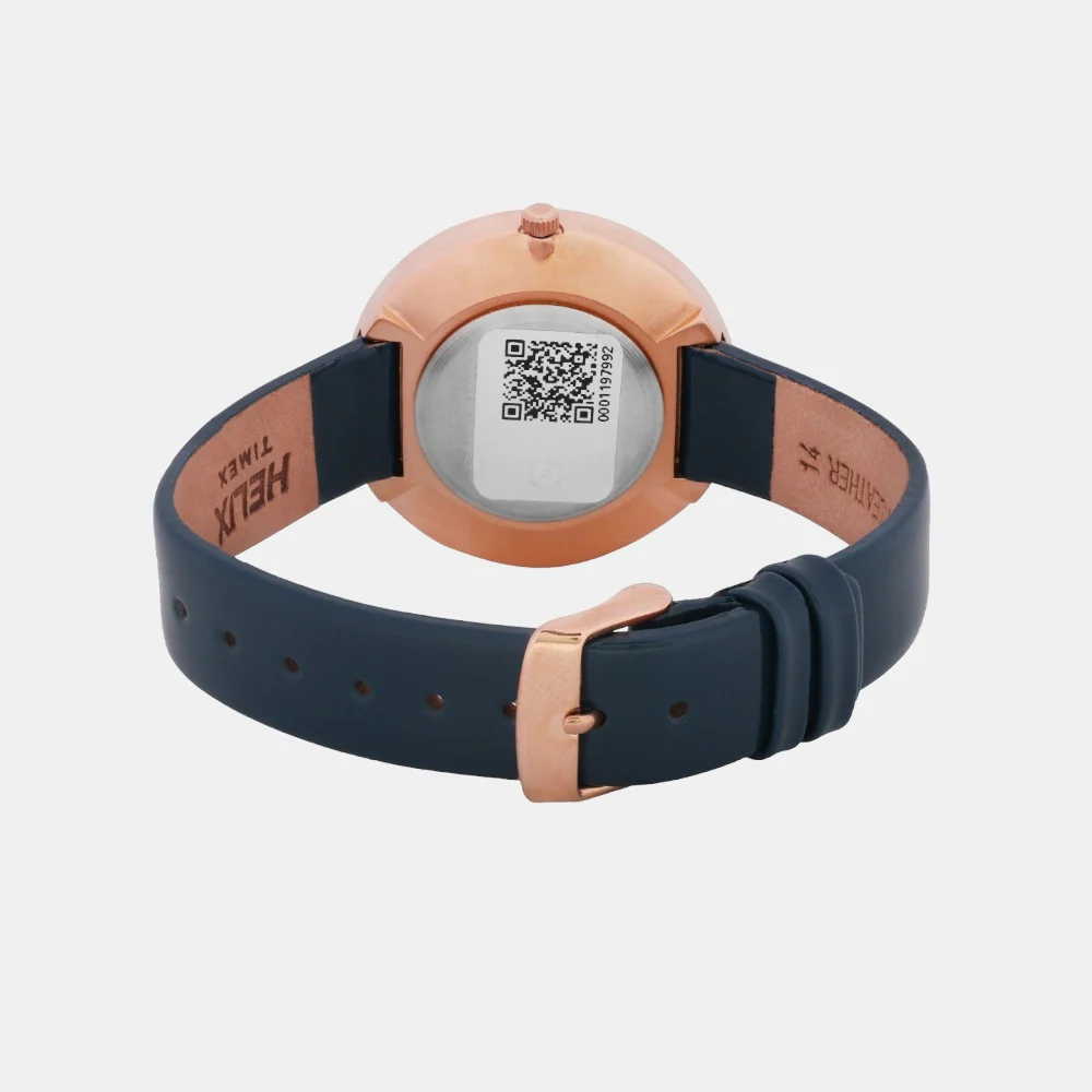 Women Quartz Blue Dial Analog Leather Watch TW031HL09 - Image 3