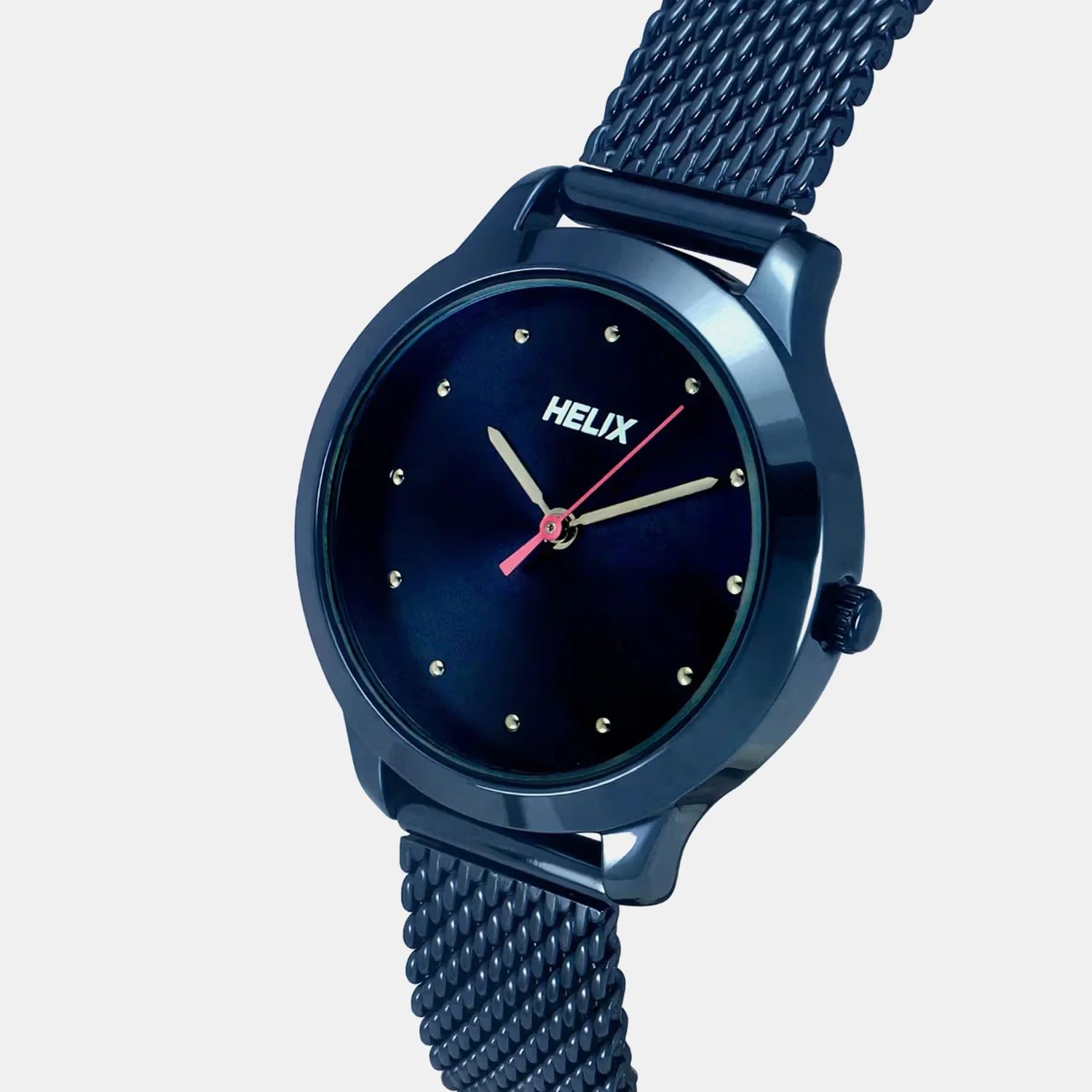 Women Quartz Blue Dial Analog Mesh Watch TW022HL26 - Image 2
