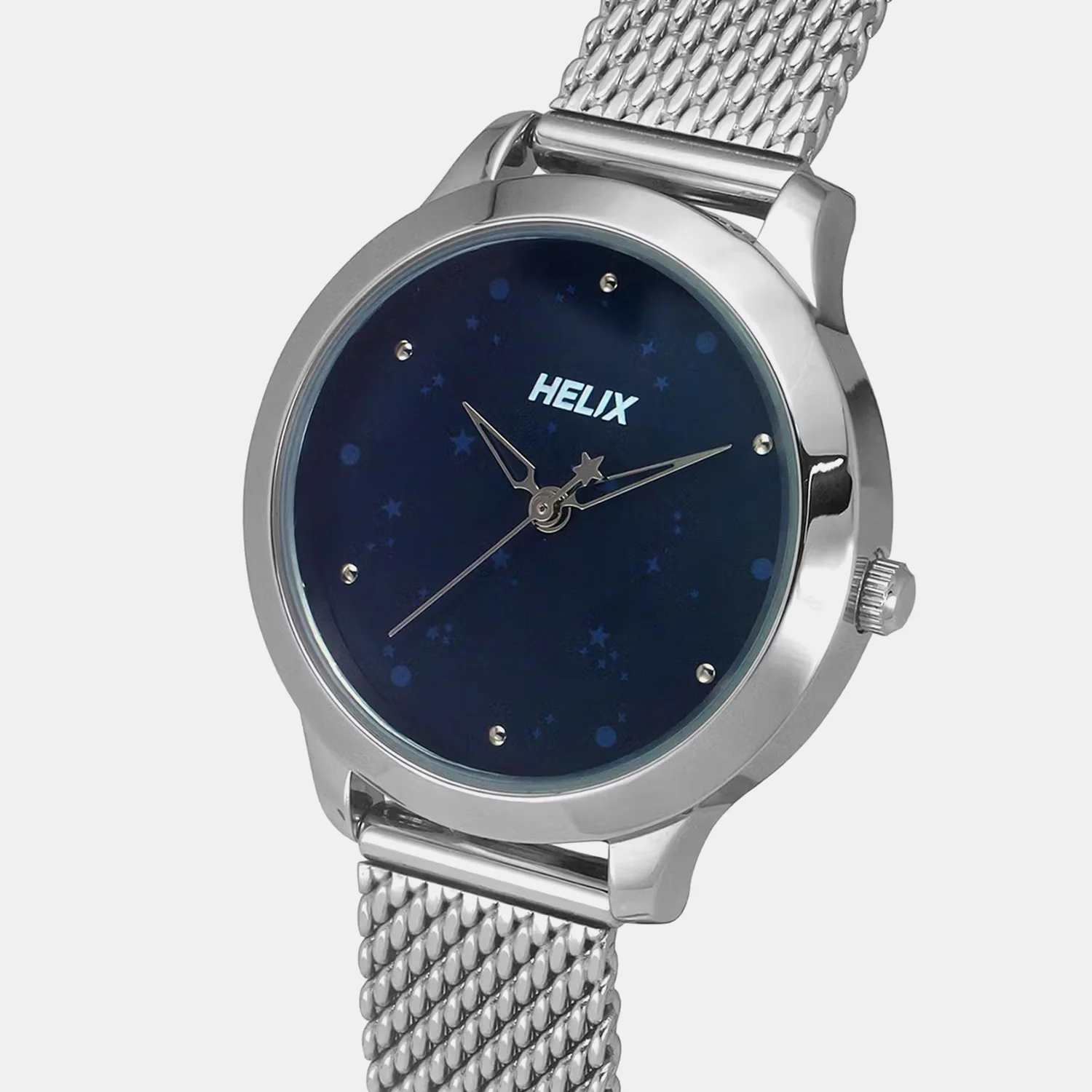 Women Quartz Blue Dial Analog Mesh Watch TW022HL34 - Image 2