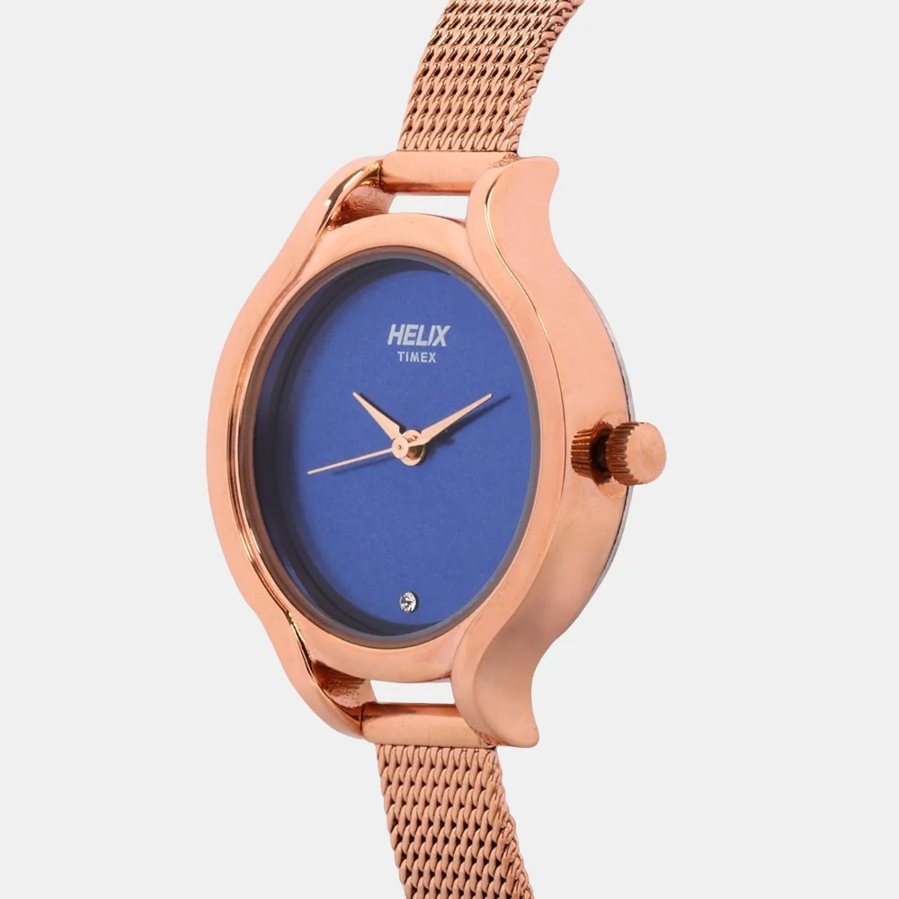Women Quartz Blue Dial Analog Mesh Watch TW027HL13 - Image 3