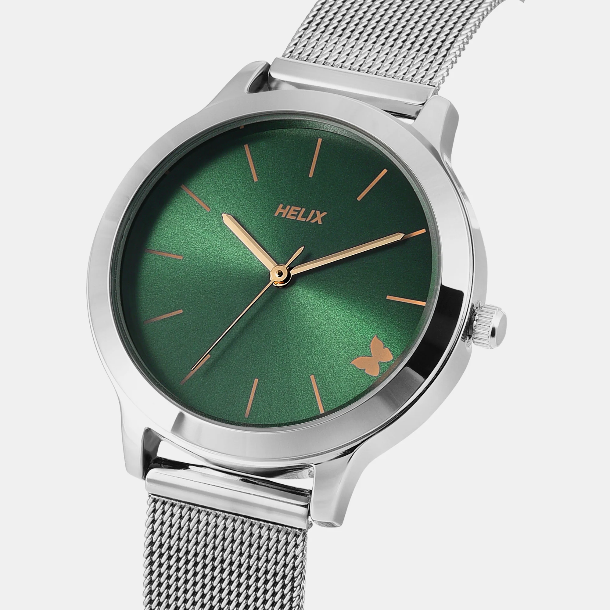 Women Quartz Green Dial Analog Mesh Watch TW055HL03 - Image 2