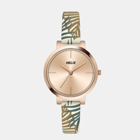 Women Quartz Rose Gold Dial Analog Leather Watch TW041HL15