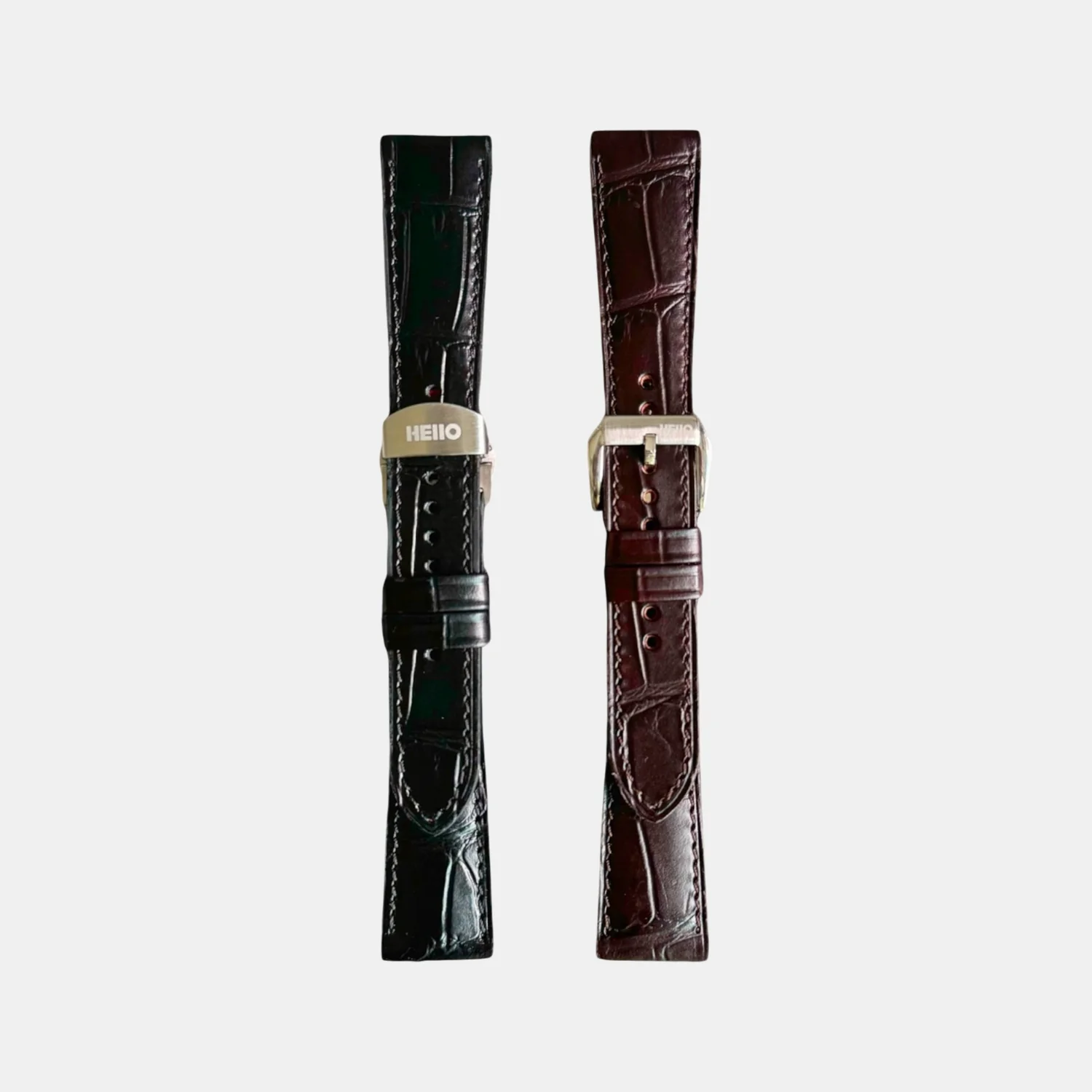 Men Croc Print Italian Leather Strap GRACE IN CROC99- ESPRESSO 18 MM - Image 2