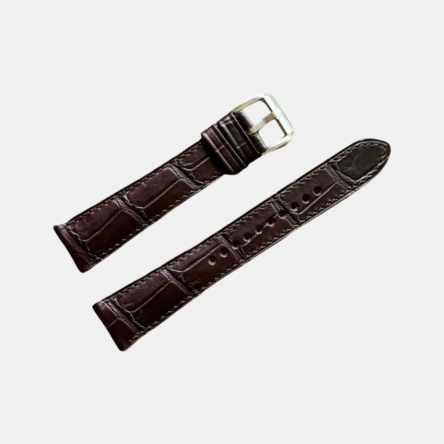 Men Croc Print Italian Leather Strap GRACE IN CROC99- ESPRESSO 18 MM - Image 4