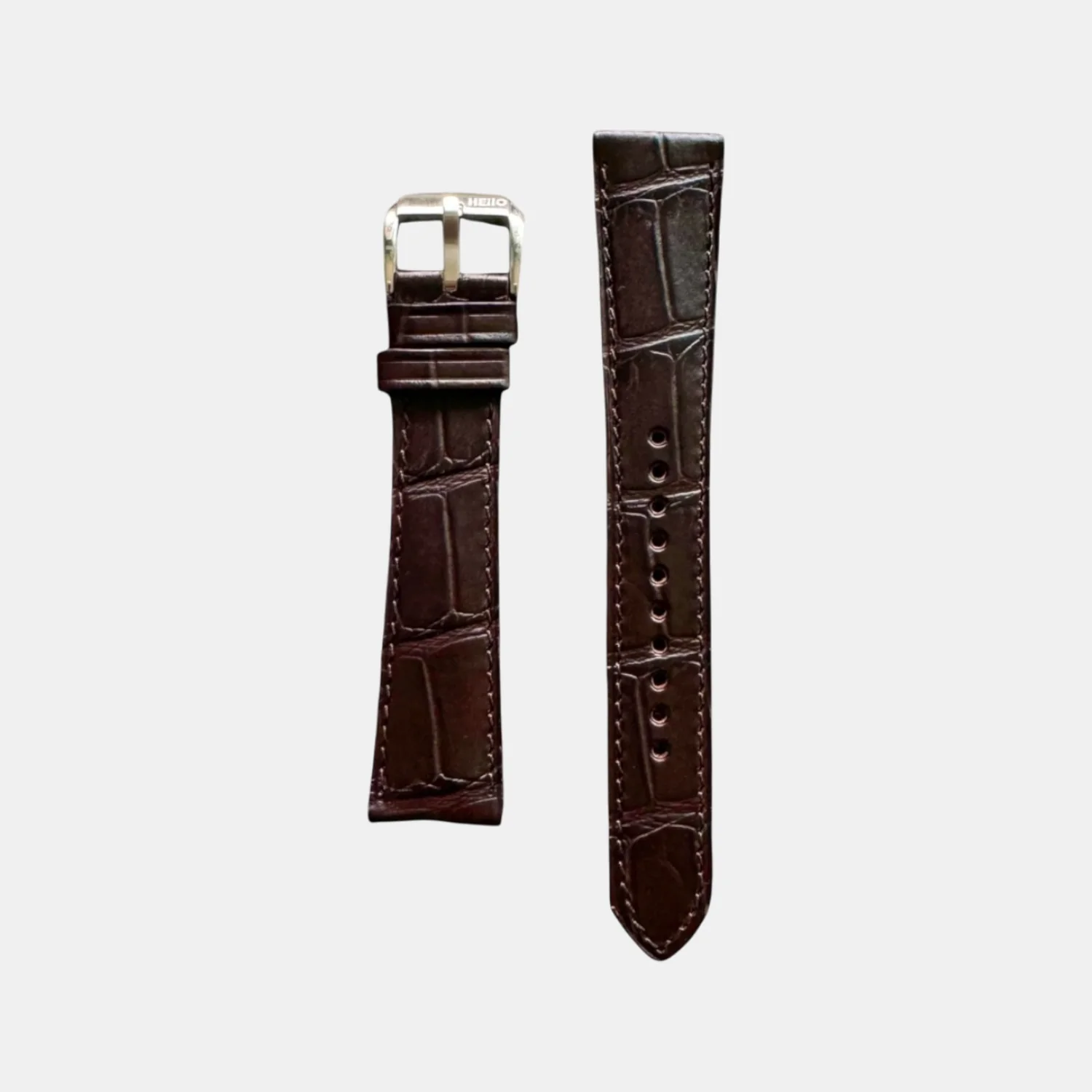 Men Croc Print Italian Leather Strap GRACE IN CROC99- ESPRESSO 20 MM - Image 2