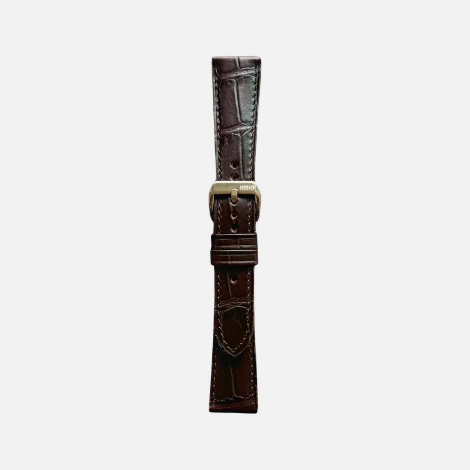 Men Croc Print Italian Leather Strap GRACE IN CROC99- ESPRESSO 22 MM