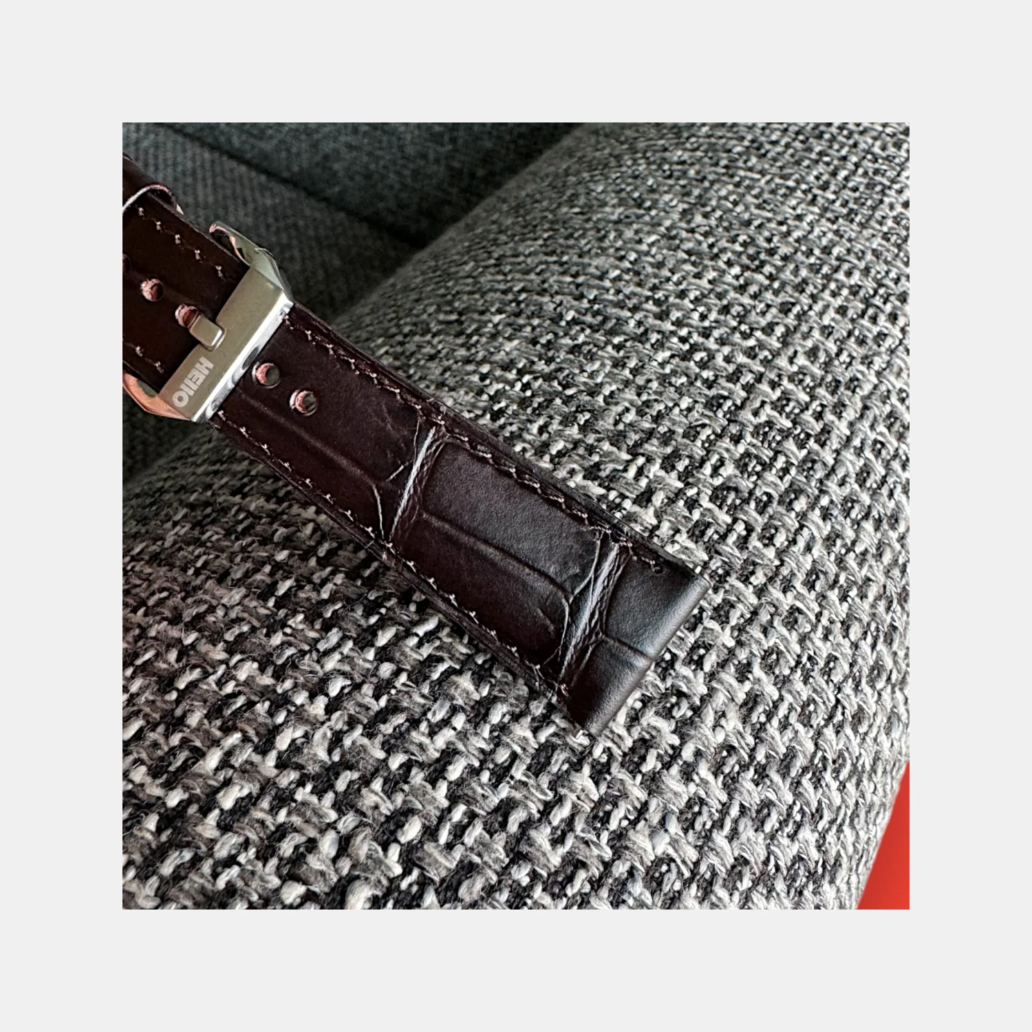 Men Croc Print Italian Leather Strap GRACE IN CROC99- ESPRESSO 22 MM - Image 9