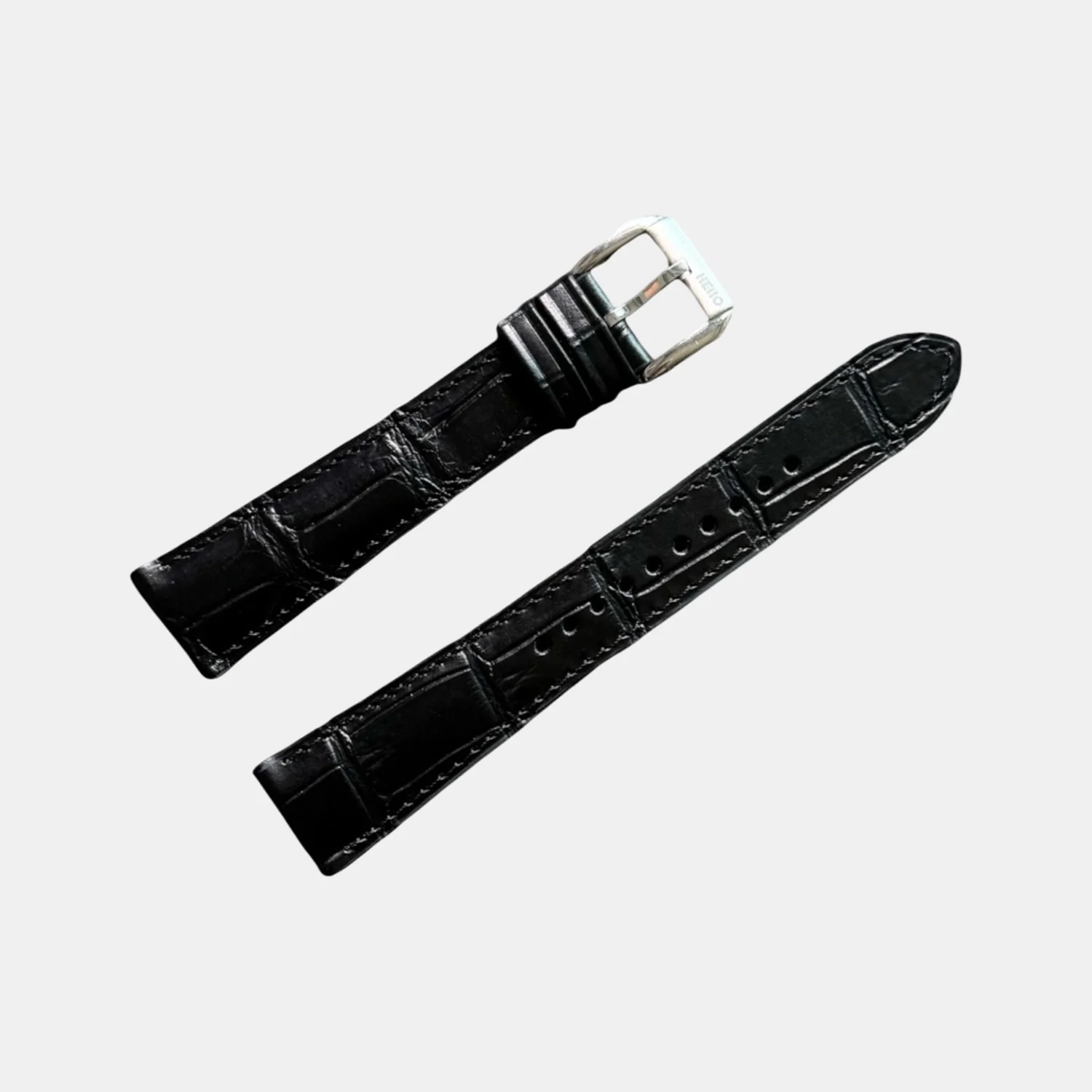 Men Croc Print Italian Leather Strap GRACE IN CROC99- TUXEDO 18 MM - Image 3