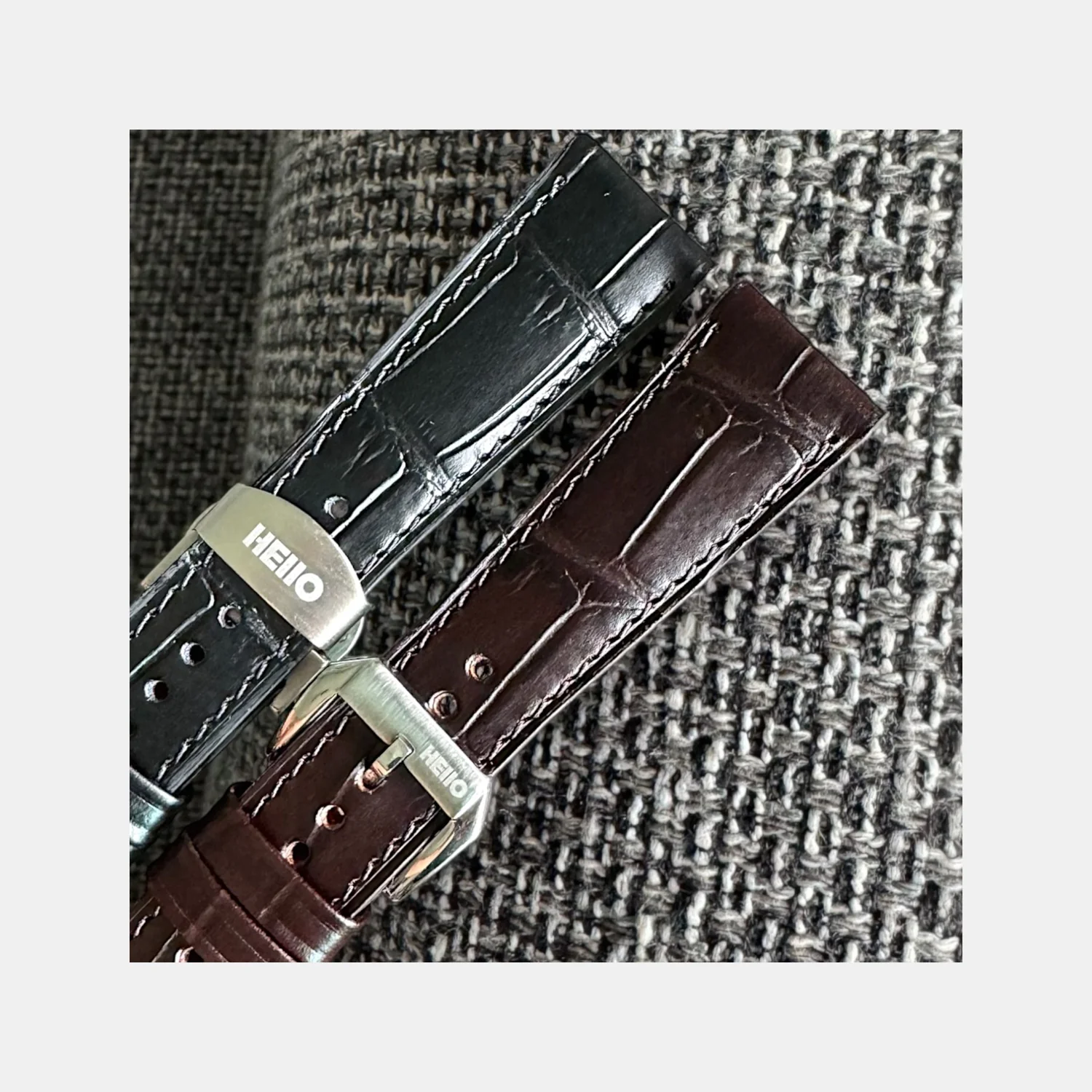 Men Croc Print Italian Leather Strap GRACE IN CROC99- TUXEDO 20 MM - Image 7