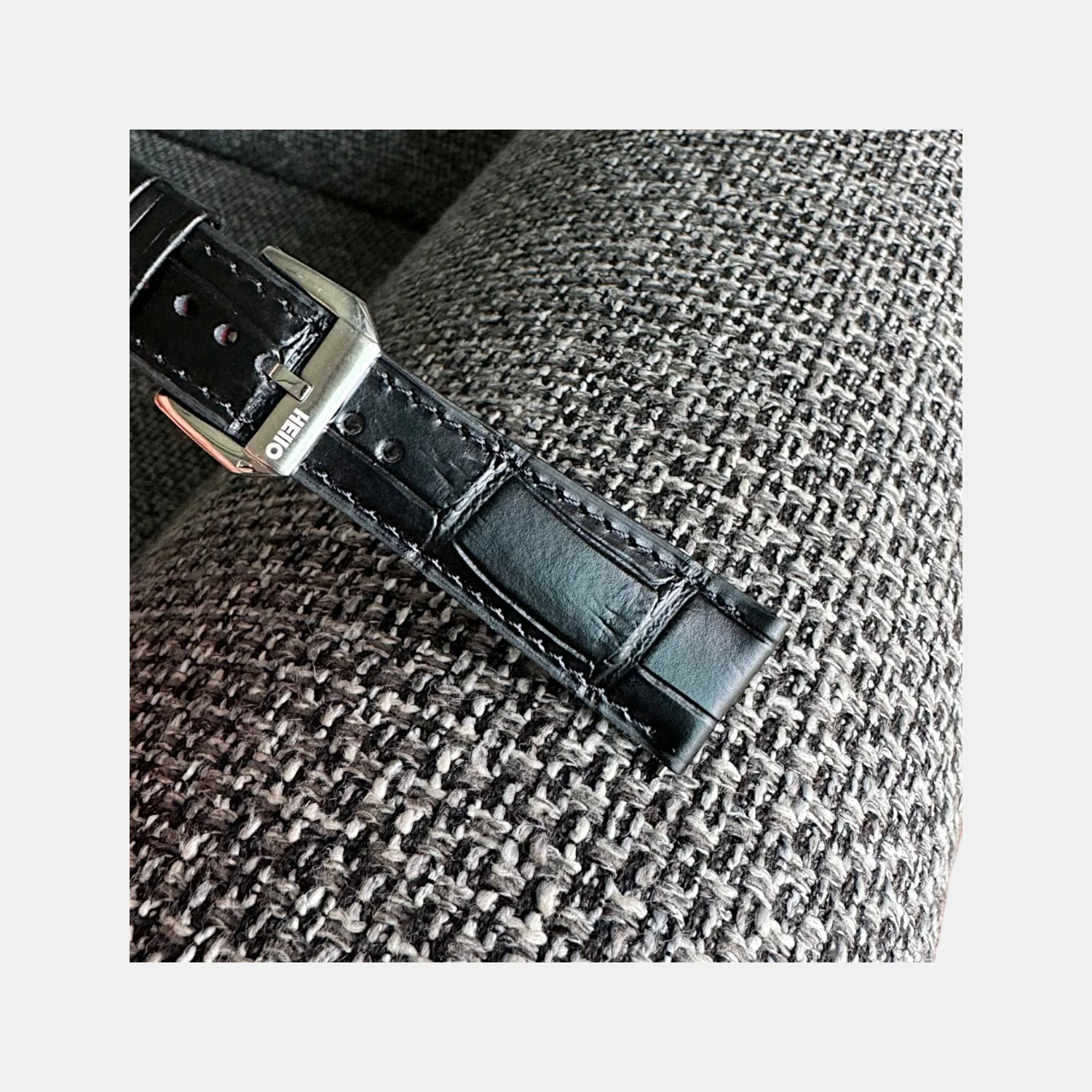 Men Croc Print Italian Leather Strap GRACE IN CROC99- TUXEDO 20 MM - Image 9