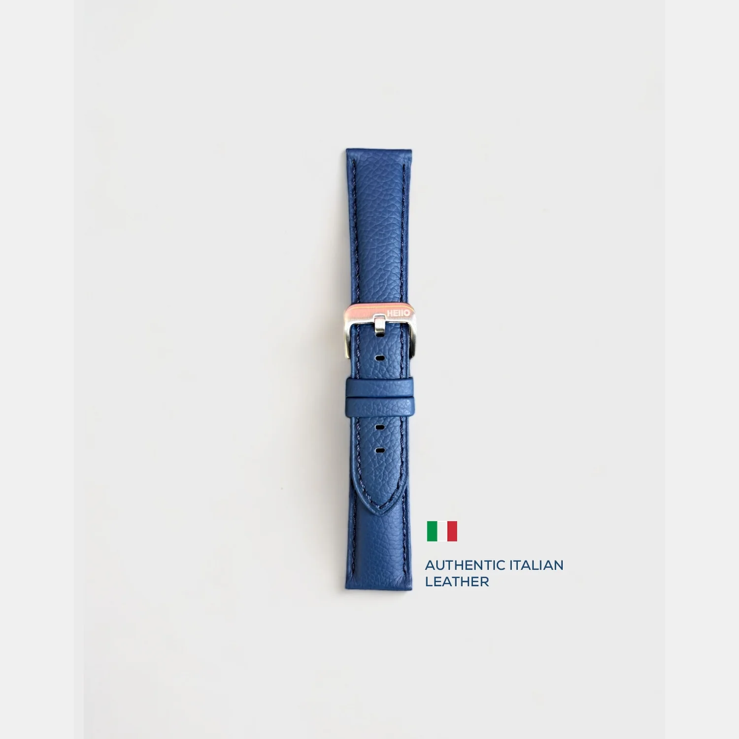 Men Pebbled Italian Leather Strap GRACE - PRUSSIAN BLUE 20 MM - Image 3